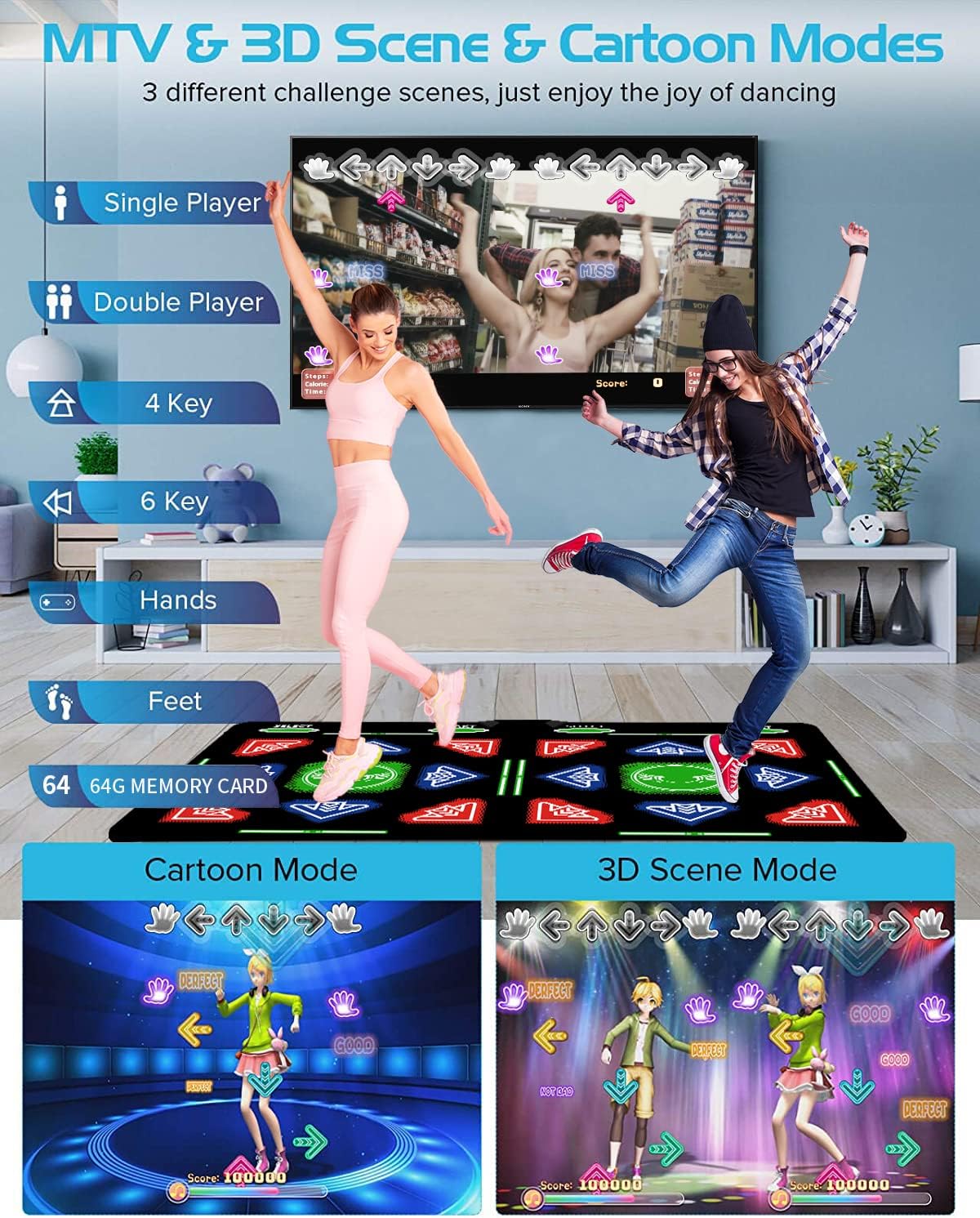 OZLET Streaming Clients Dance Mat 64GB Storage 1000 Games 885 Songs 81 MTV DEMO
