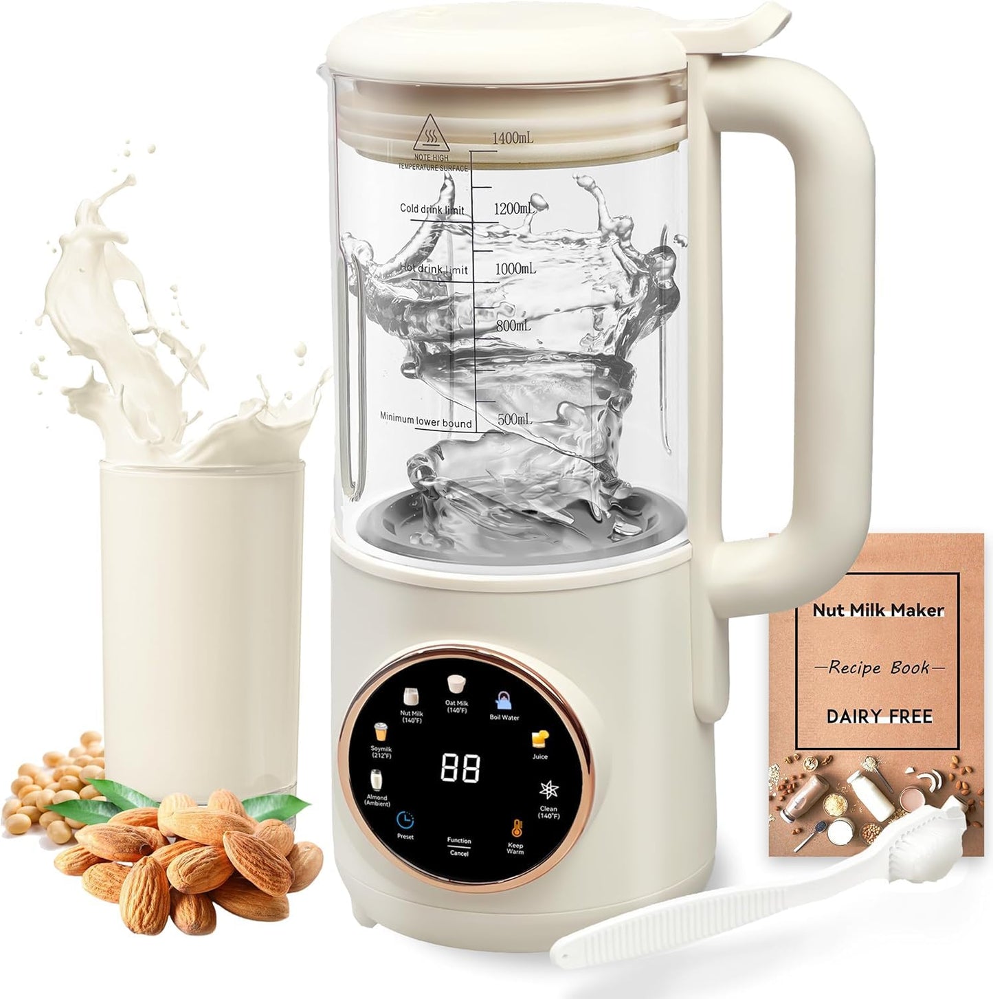 Hxgemu 8-in-1 Automatic Nut Milk Maker Machine 1400ml Countertop Blender DEMO