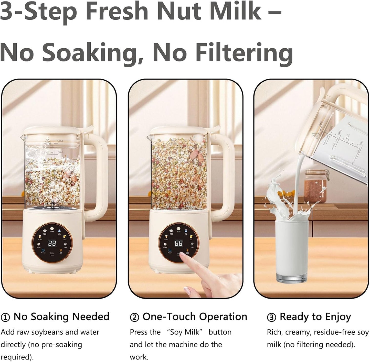 Hxgemu 8-in-1 Automatic Nut Milk Maker Machine 1400ml Countertop Blender DEMO