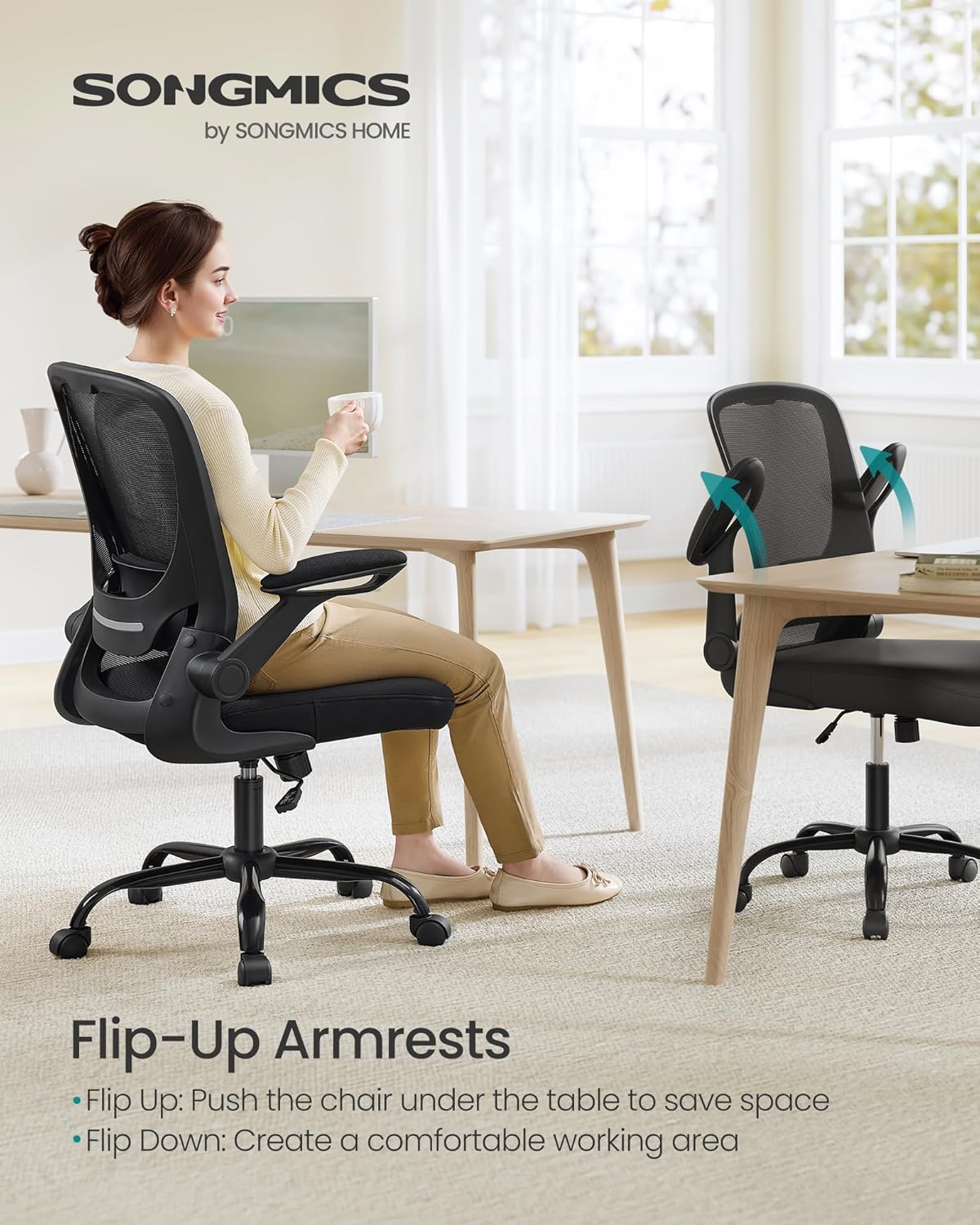 SONGMICS Ergonomic Office Desk Chair Swivel with Mesh Black Size 64 x 107 DEMO