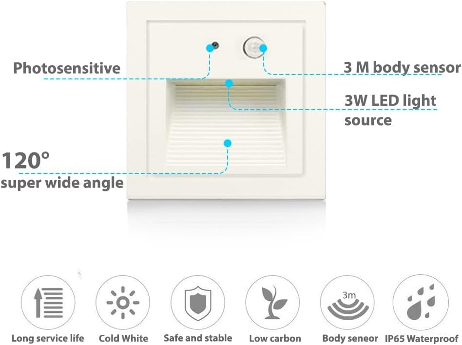 Arotelicht 4-Pack Warm White LED Recessed Wall Lights with Motion Sensor, DEMO