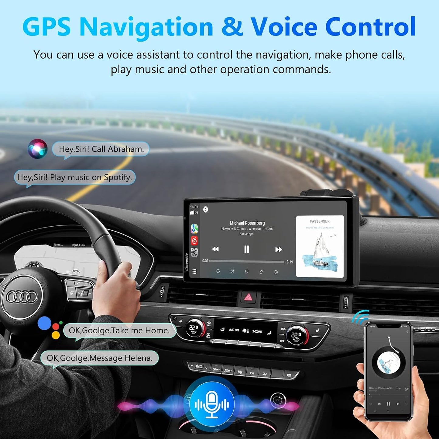 Carpuride 4K Front Dash Cam with CarPlay & Android Auto - In-Dash Video DEMO
