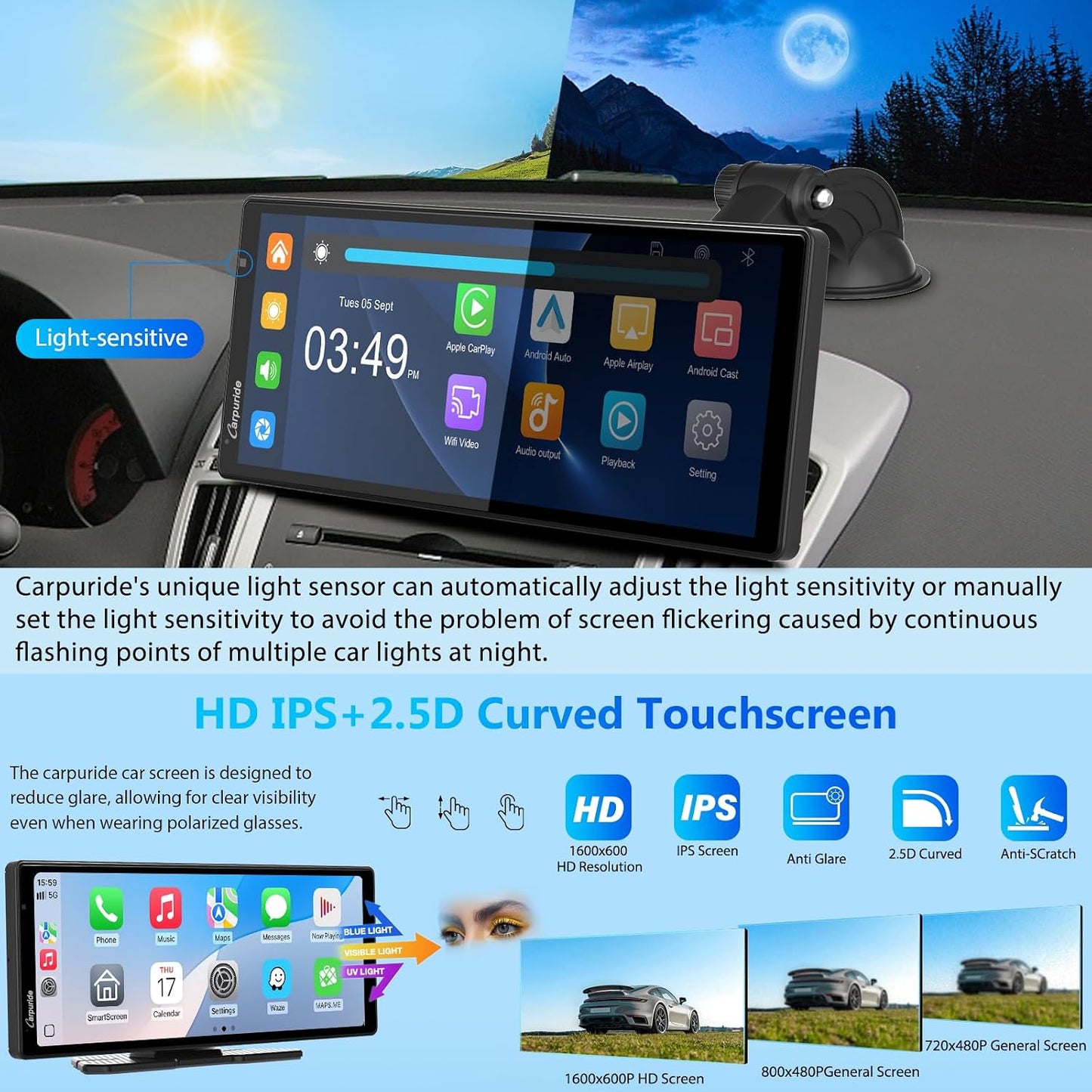 Carpuride 4K Front Dash Cam with CarPlay & Android Auto - In-Dash Video DEMO