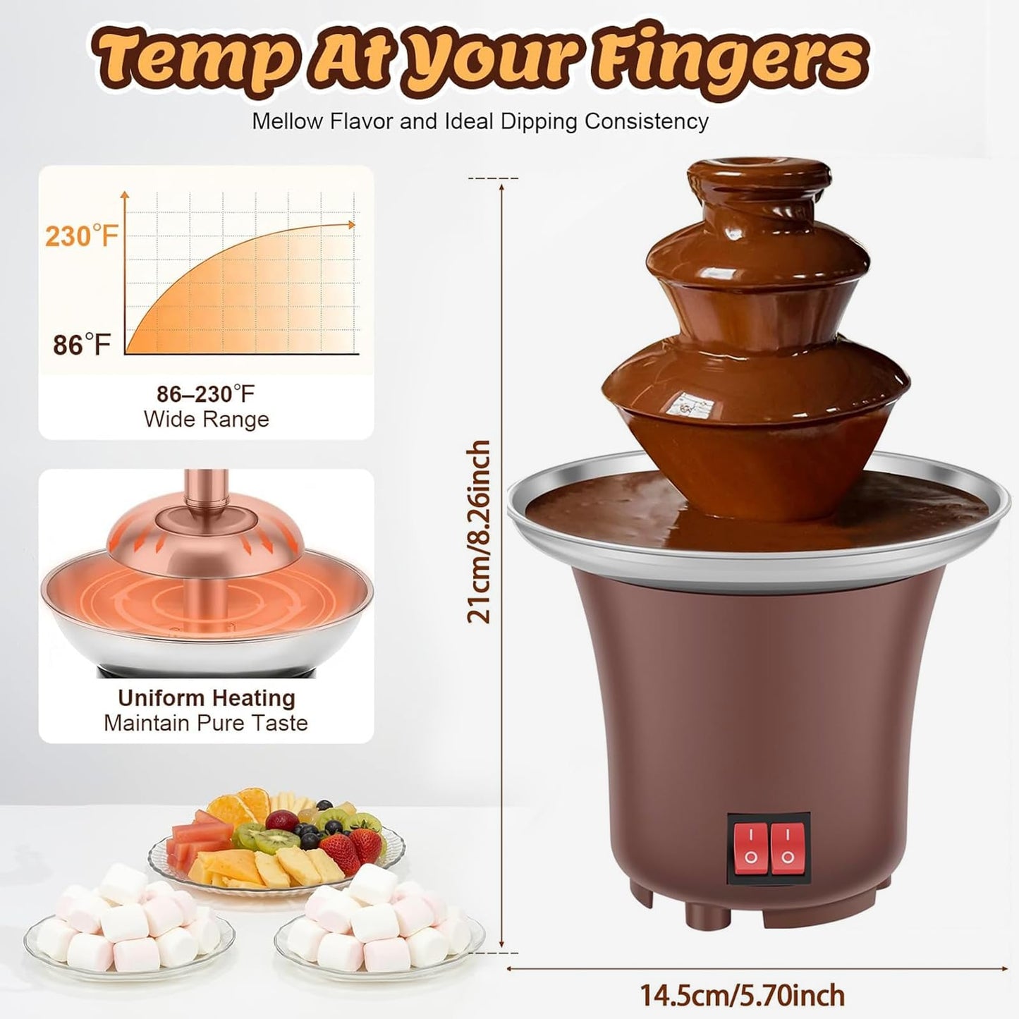 HUNTOLING 3-Tier Chocolate Fondue Fountain Electric Speciality Appliance DEMO