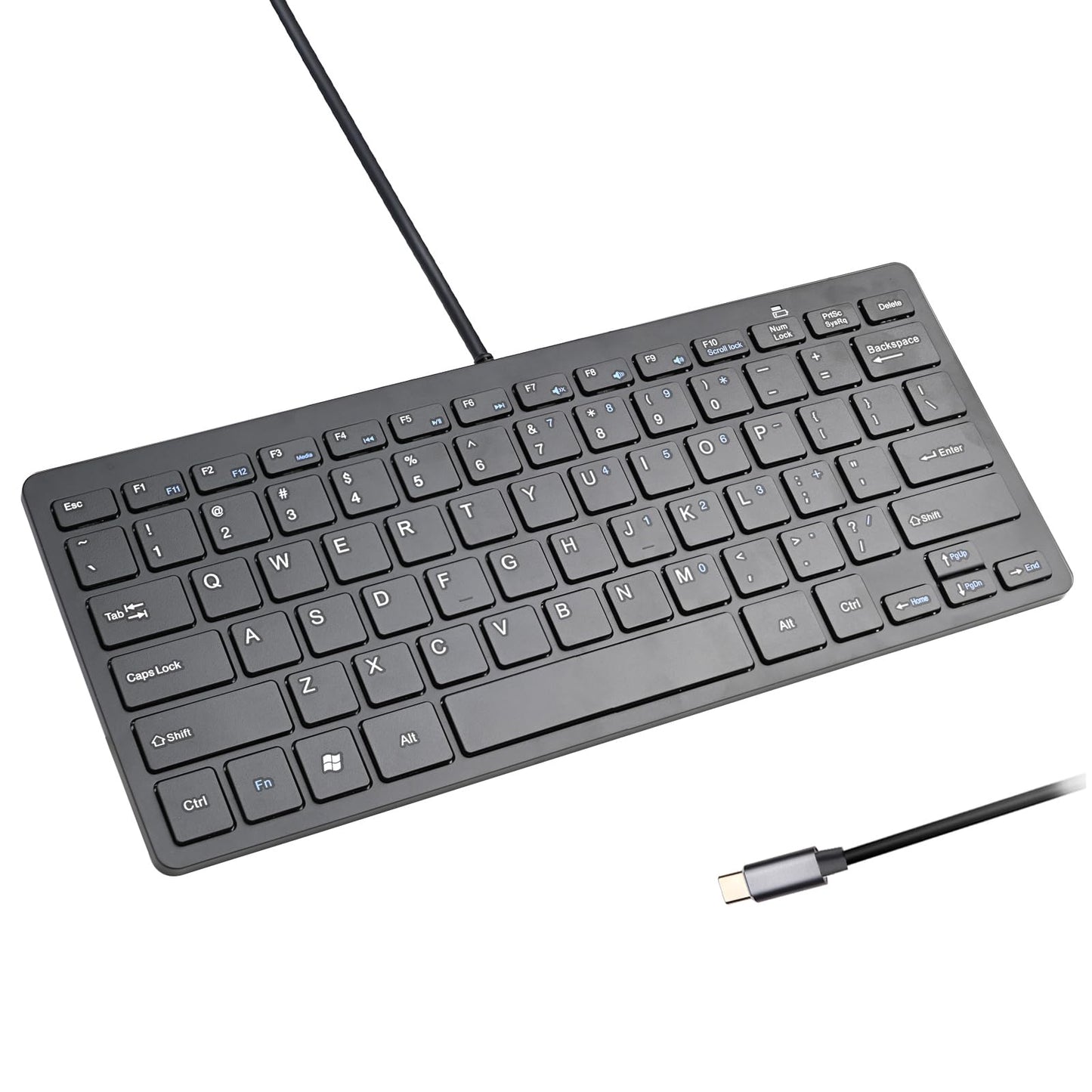iKKEGOL Compact Keyboards USB-C Wired Keyboard - Slim Portable Black NEW