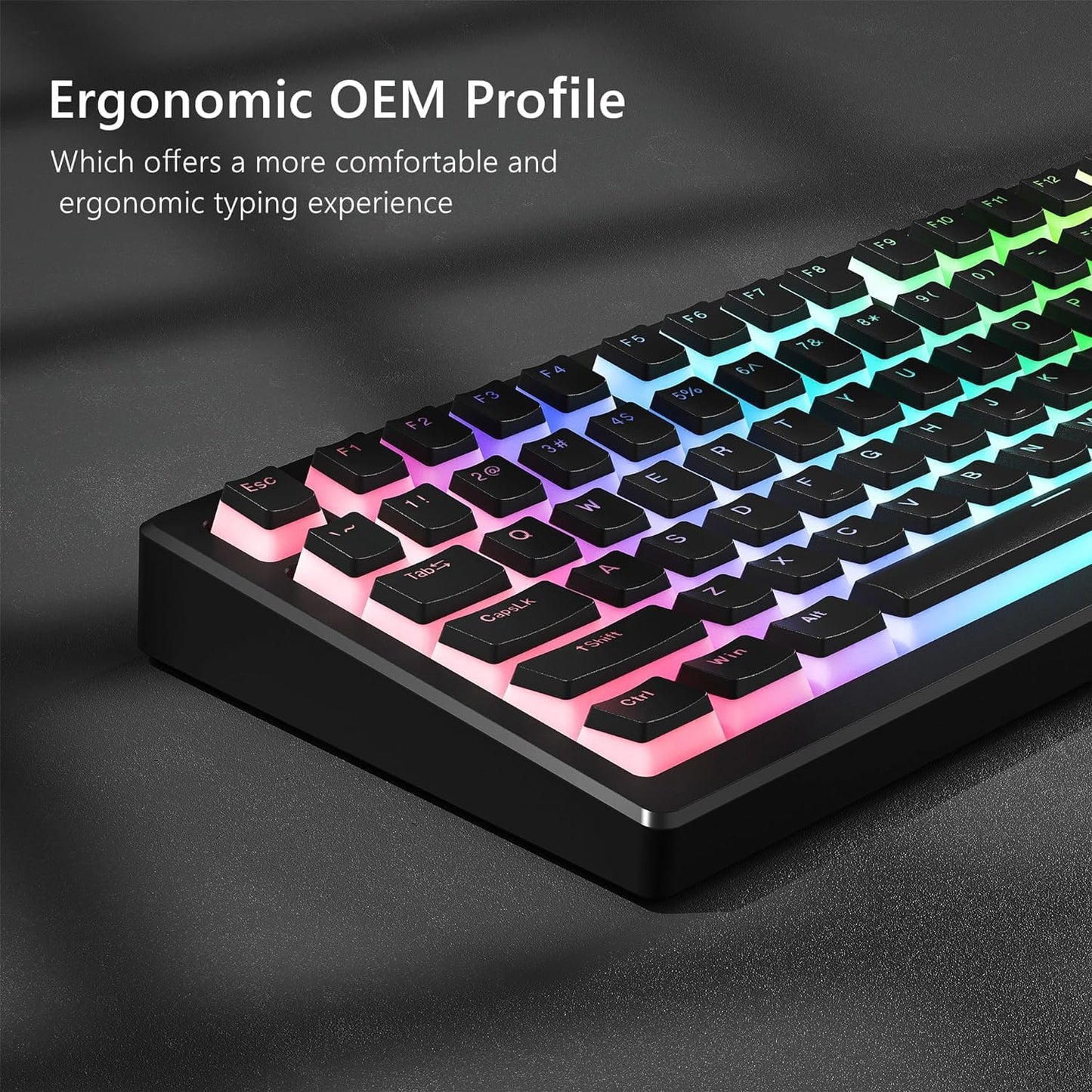 DANYAM Black PBT Shine Through Keycaps 130 Key Set OEM Profile for DEMO