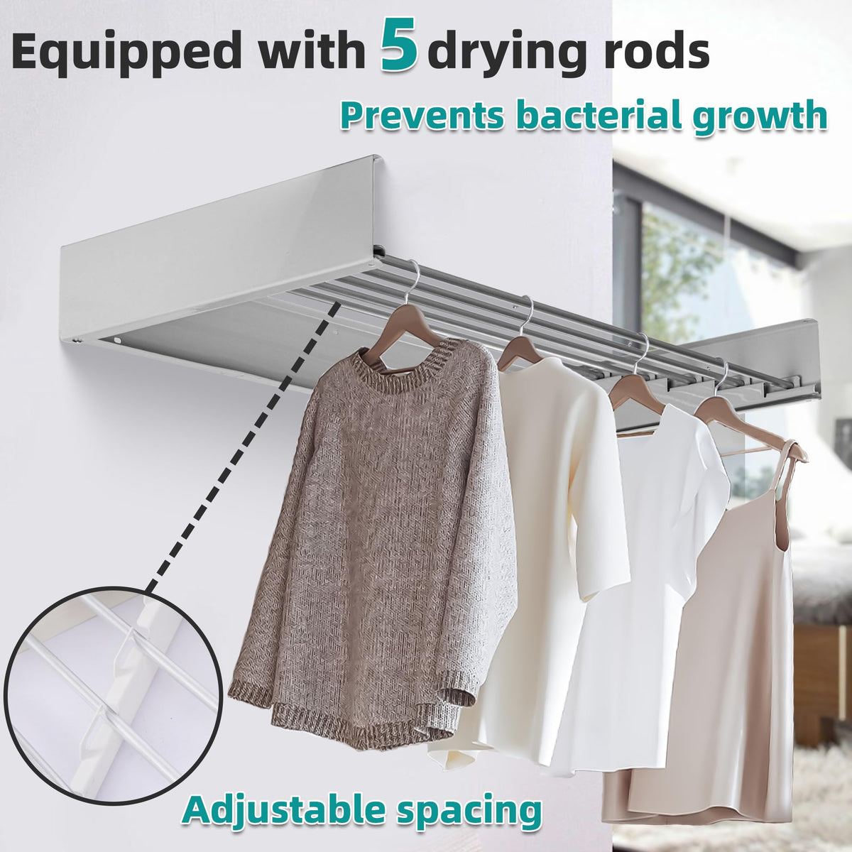 Sepezz 80CM White Wall-Mounted Collapsible Clothes Drying Rack Size 80CM DEMO