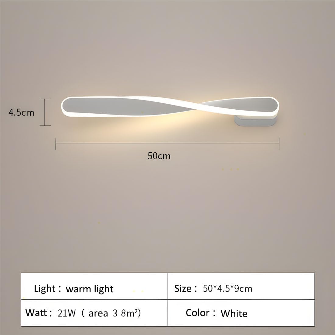 Minimalist LED Wall Lighting Fixtures Indoor Lamps White Home Decor Size NEW