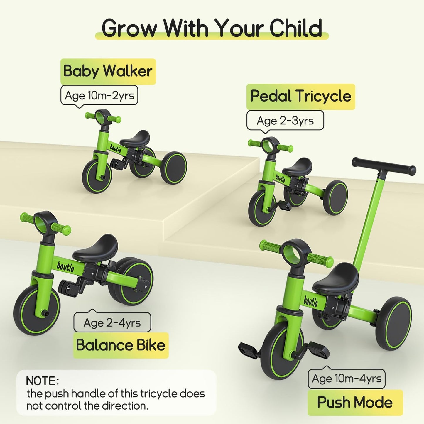 Bautia Tricycle Trikes & Bikes with Push Handle Toddlers Size 27x13x17 Size NEW