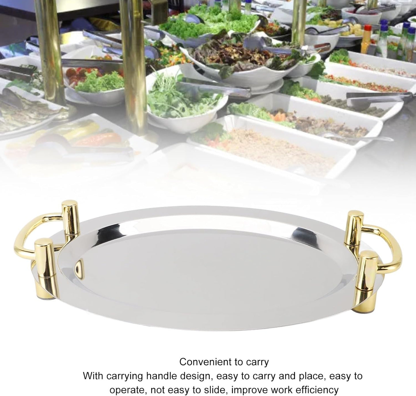 Elegant Stainless Serving Trays Steel Serving Tray Oblong Shape Silver NEW