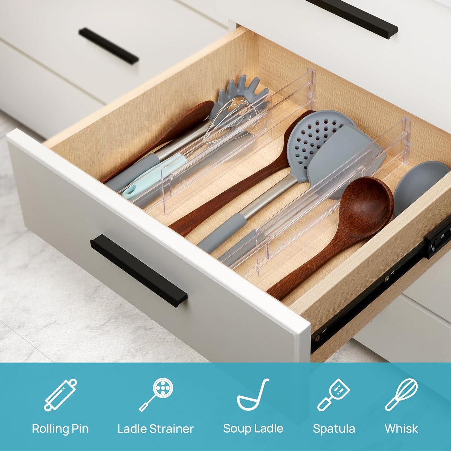 Vtopmart Adjustable Kitchen Storage Accessories Expandable Drawer Dividers NEW