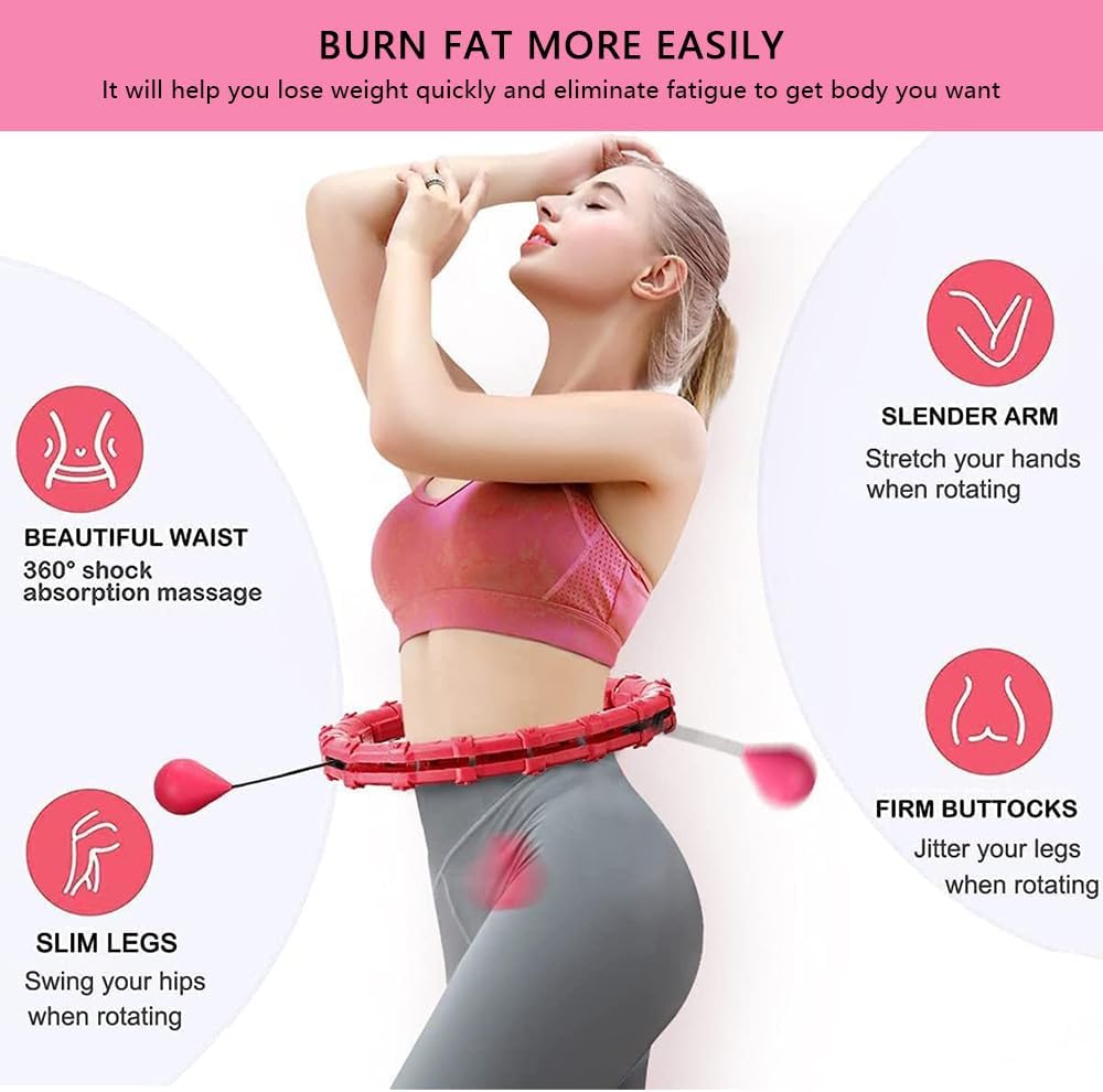 Adjustable Fitness Hoops Weighted Hula Hoop for Adults 2-in-1 Pink DEMO