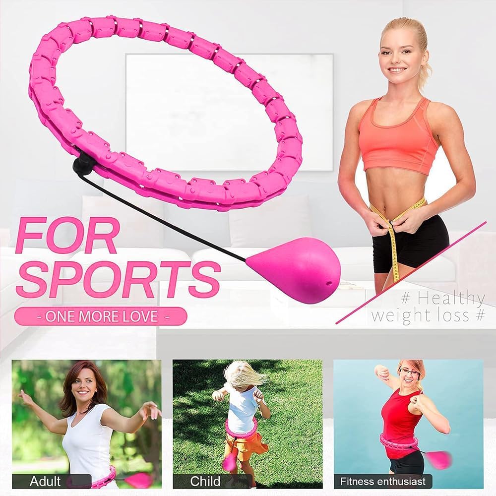 Adjustable Fitness Hoops Weighted Hula Hoop for Adults 2-in-1 Pink DEMO