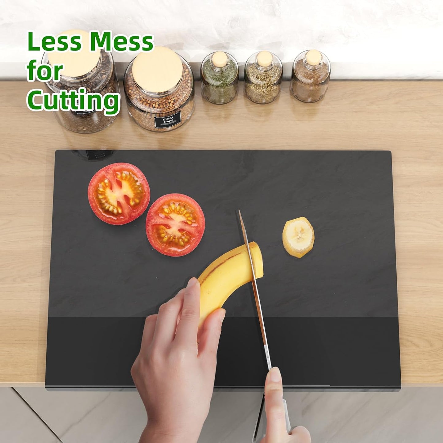 Acrylic Chopping Chopping Boards Board with Counter Lip, Durable Black, NEW