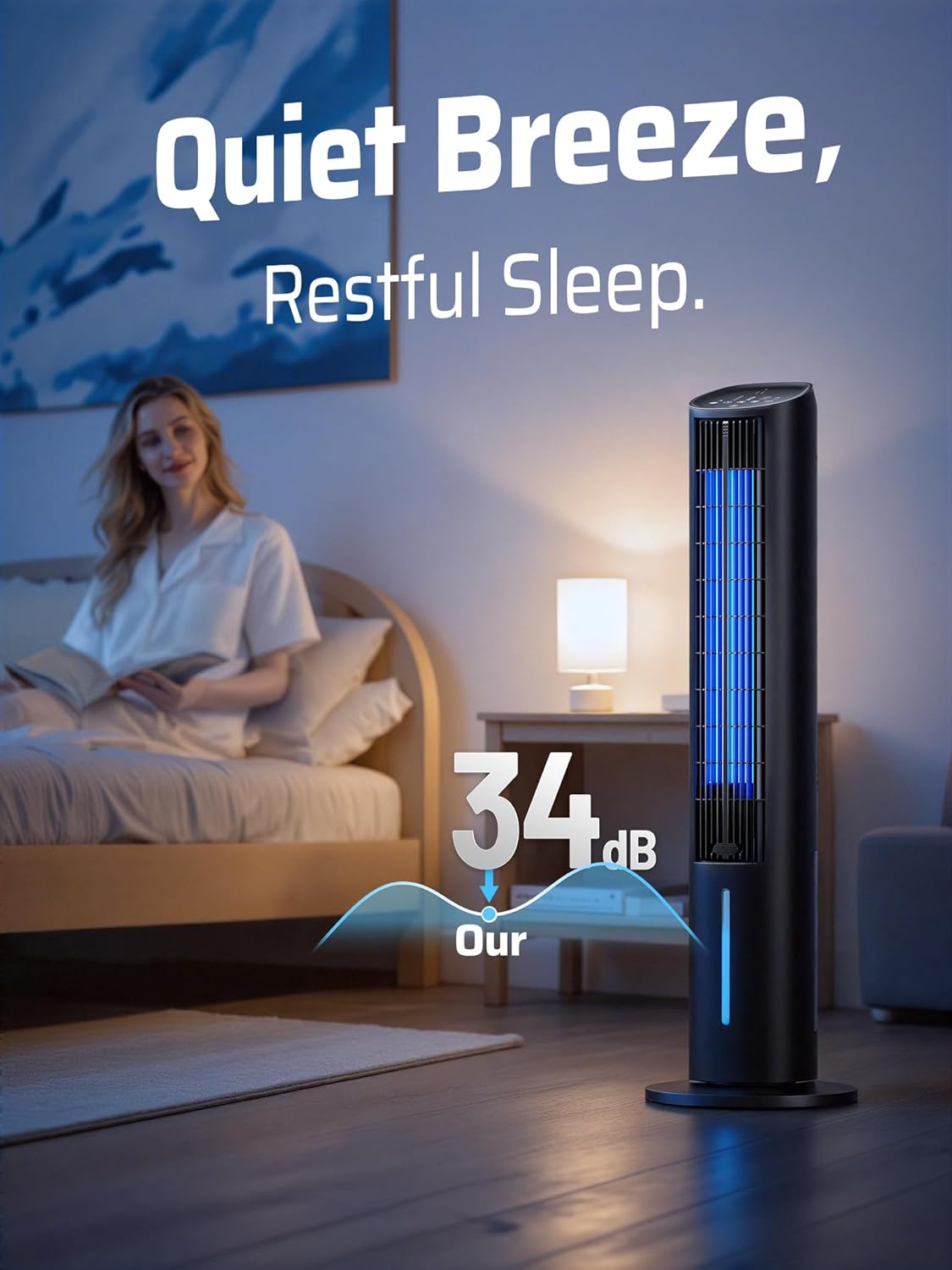 Bladeless Tower Fans Fan Cooling Portable Air Conditioner Remote Control DEMO