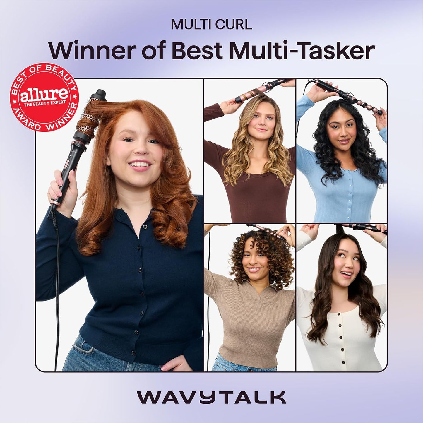 wavytalk 5-in-1 Curling Wand Set Hair Styling Tools Rose Gold Size 13-35mm DEMO