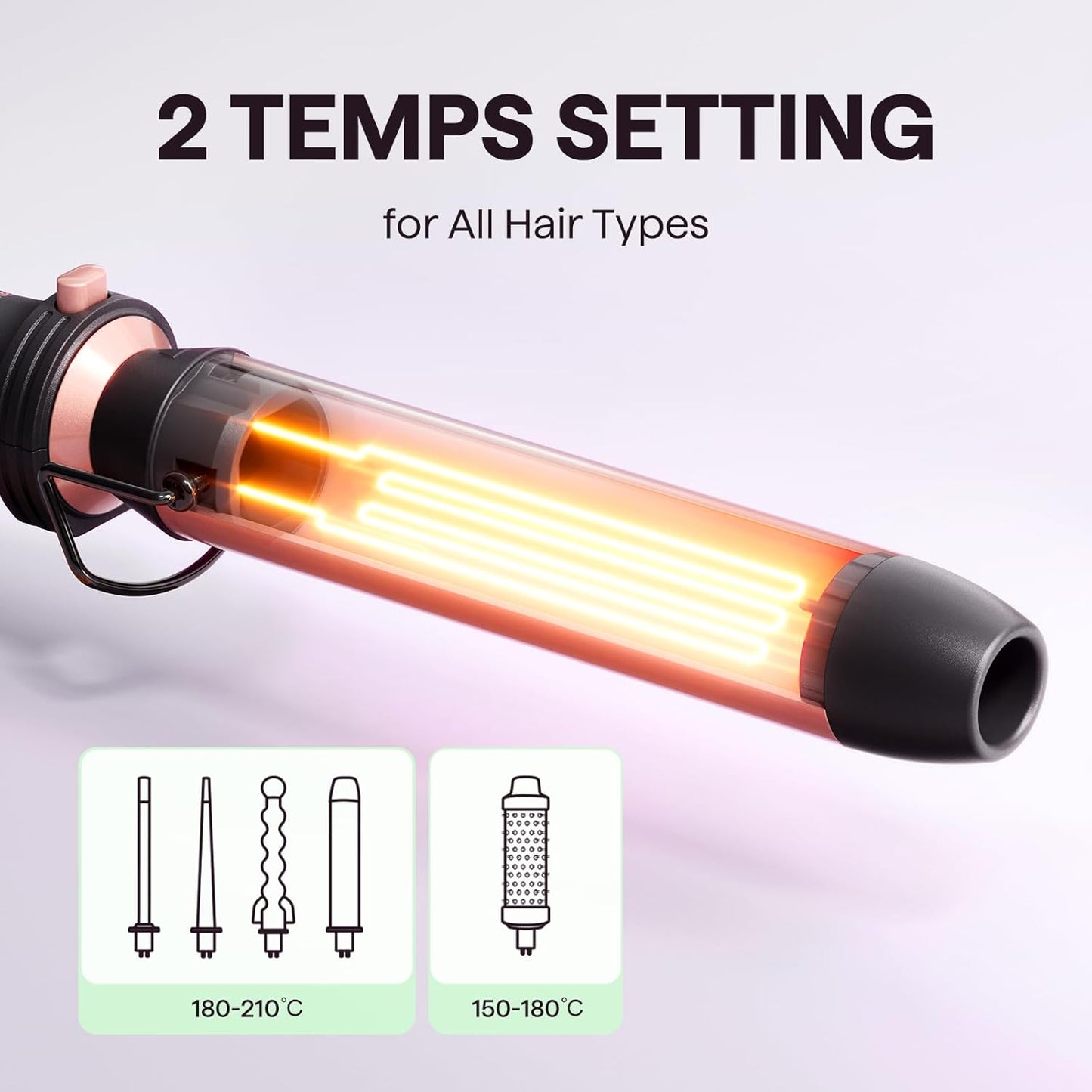 wavytalk 5-in-1 Curling Wand Set Hair Styling Tools Rose Gold Size 13-35mm DEMO