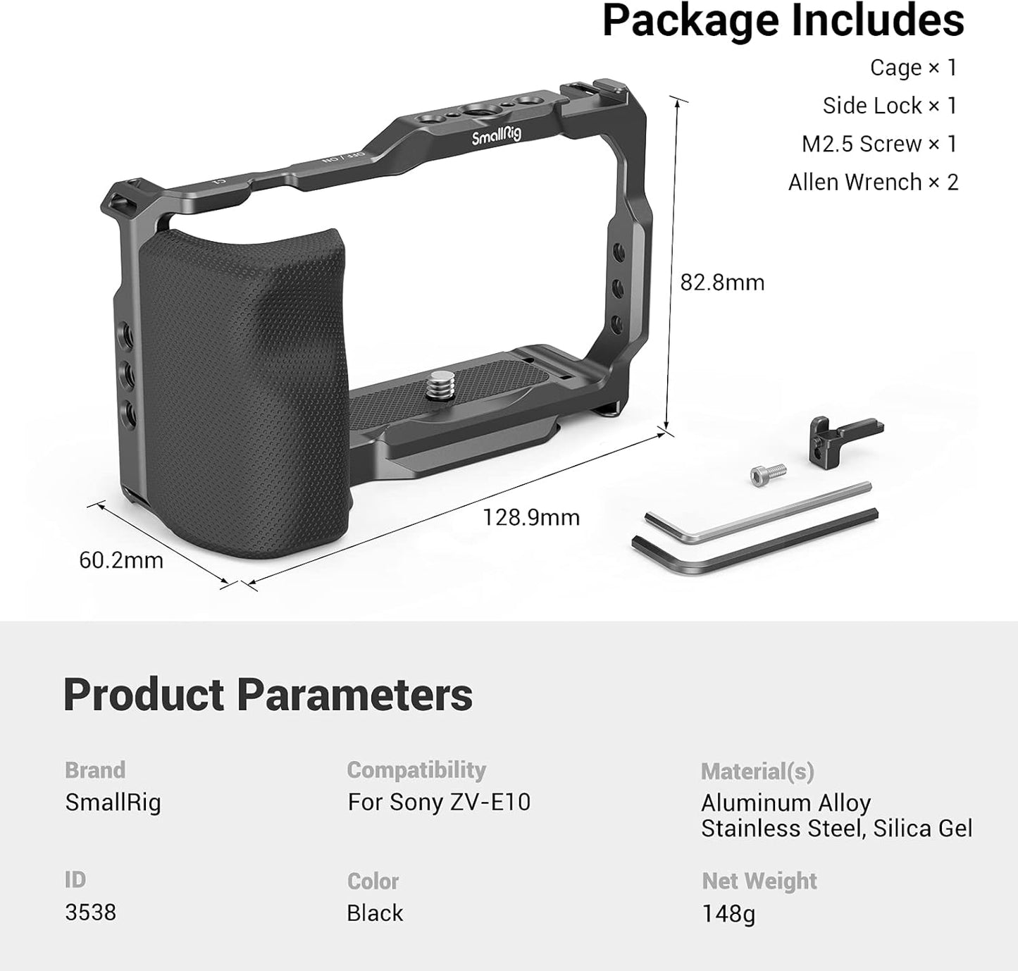 SMALLRIG ZV-E10 Camera Cage Mount with Grip and Built-in Quick Release DEMO