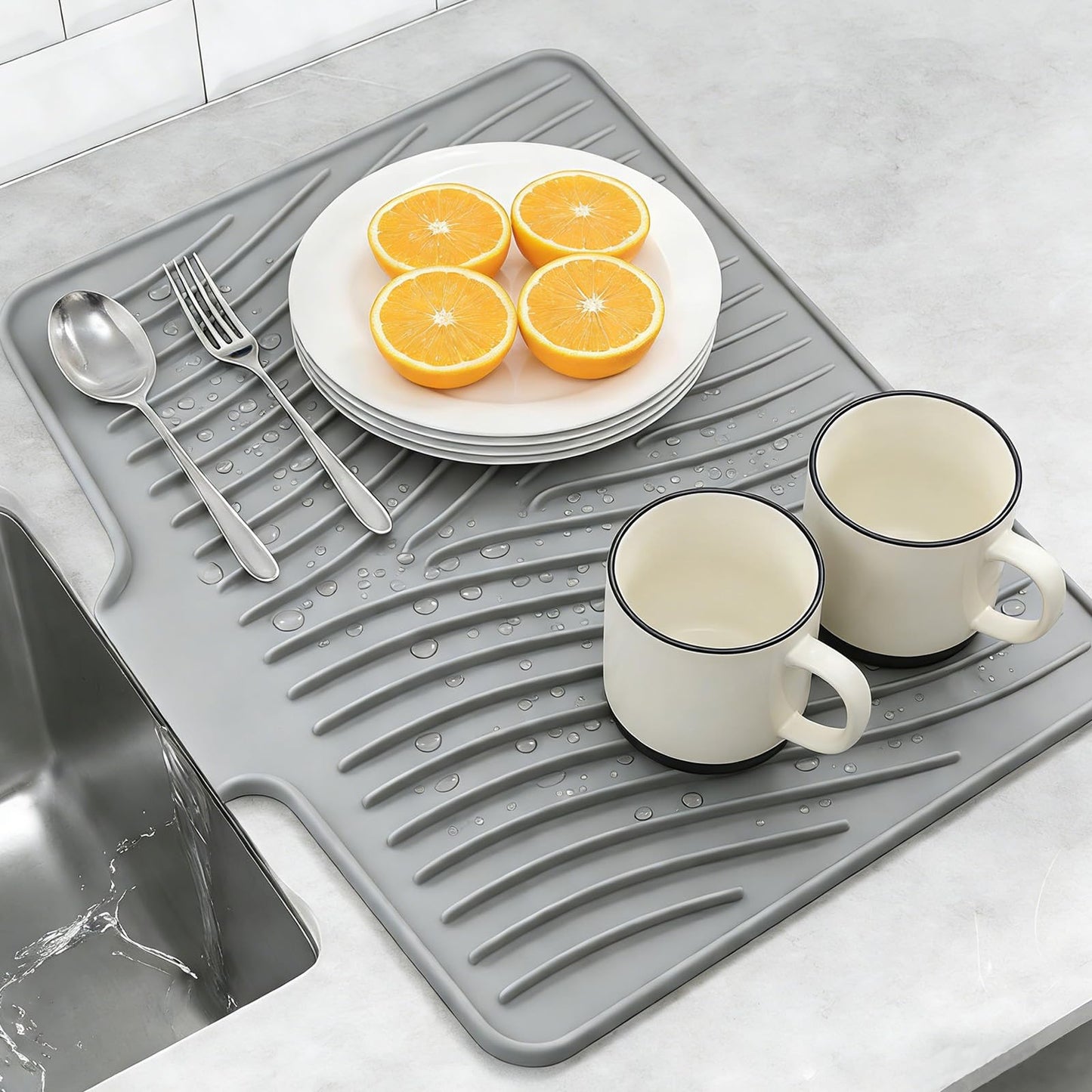 Silicone Drying Mats, Heat Resistant Draining Mat, Gray 40x33x2cm DEMO