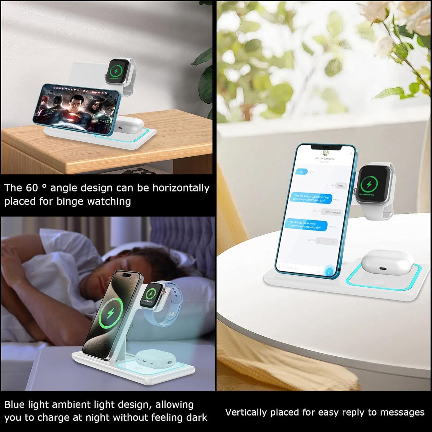 15W Fast Wireless Charging Station Universal 3-in-1 for Mobile Phones DEMO