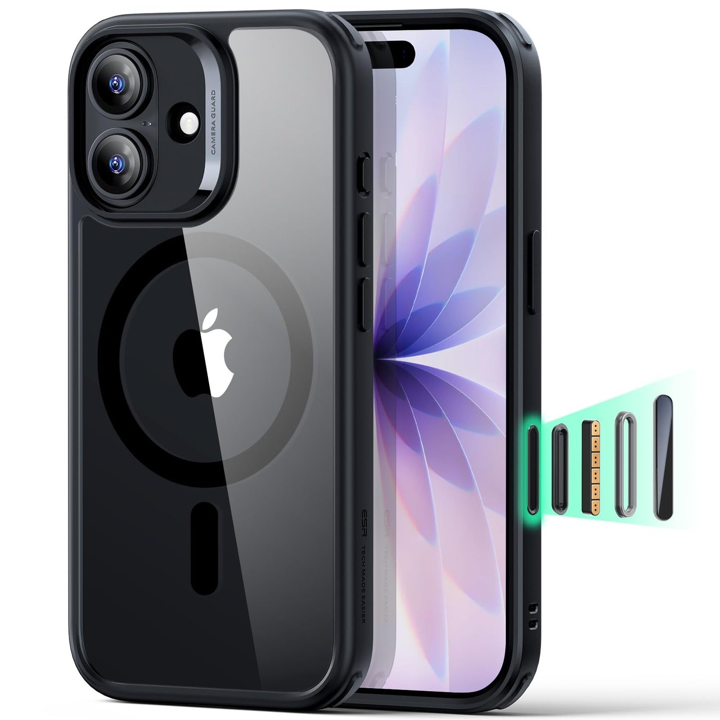 ESR Hybrid Phone Case Compatible with MagSafe Black & Clear iPhone 17 NEW
