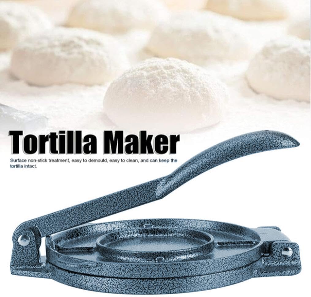 ViviCreate 8" Heavy Duty Cast Iron Tortilla Press with 100pcs Paper Blue NEW