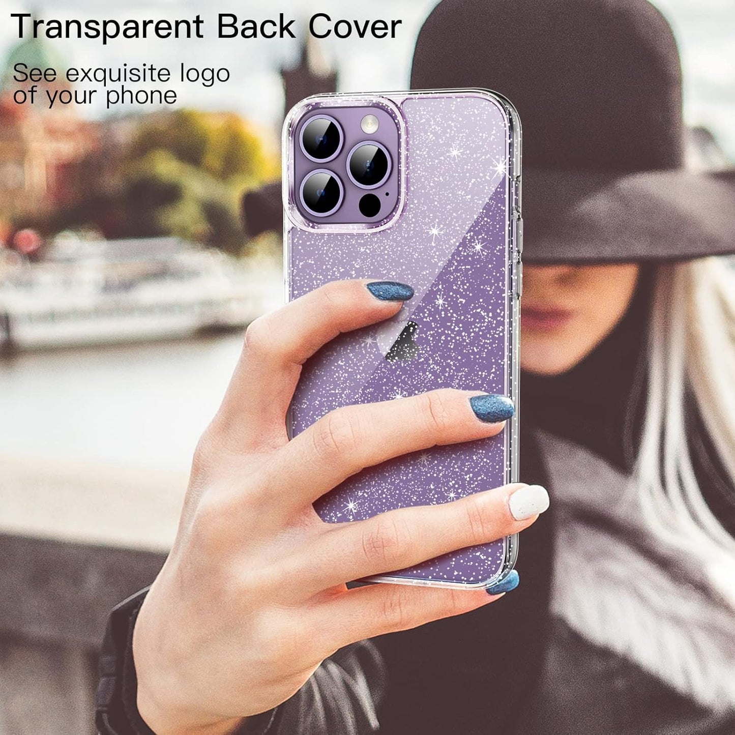 JETech Clear Glitter Shockproof Protective Phone Case for iPhone 14 Pro 6.1" NEW