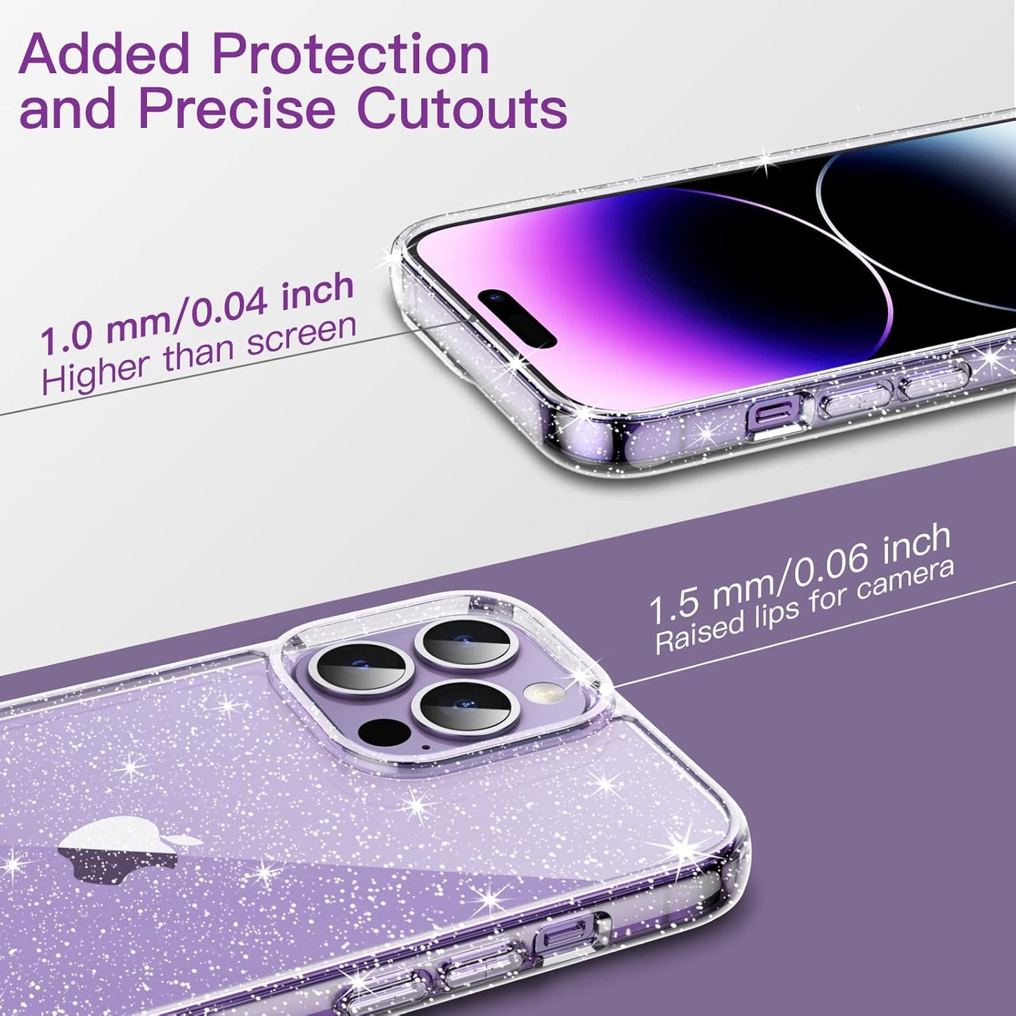 JETech Clear Glitter Shockproof Protective Phone Case for iPhone 14 Pro 6.1" NEW
