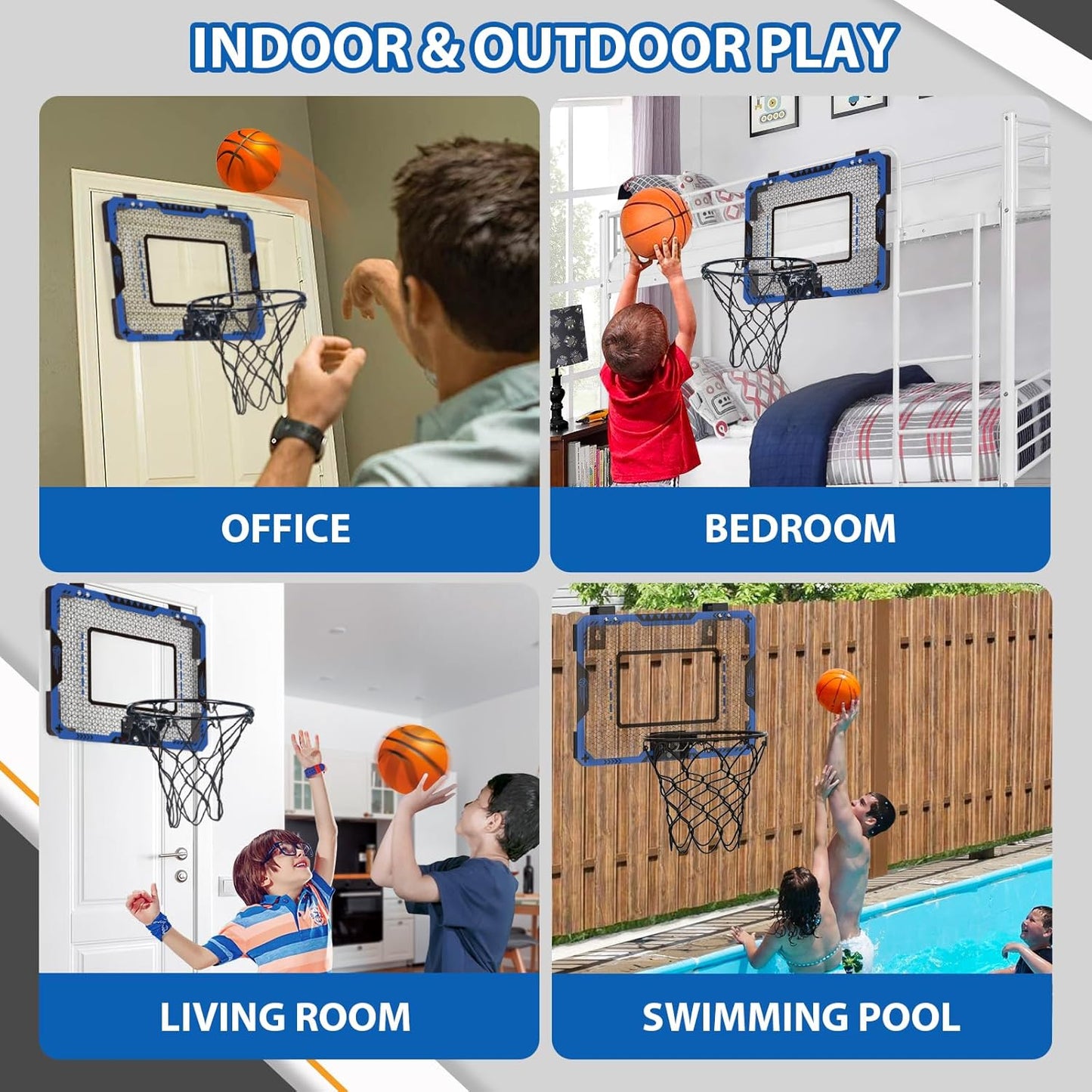 OCHIDO Mini Toys Basketball Hoop for Kids Indoor Door Room with 3 Balls NEW