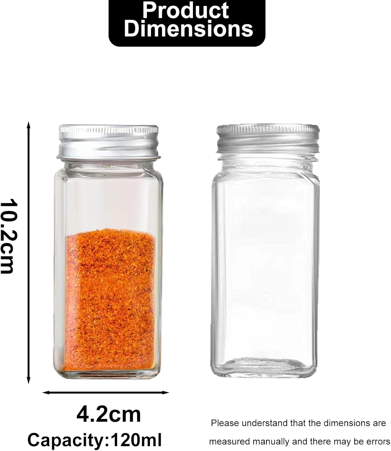 12-Pack Glass Spice Jars with Aluminium Lids Refillable Storage Containers NEW