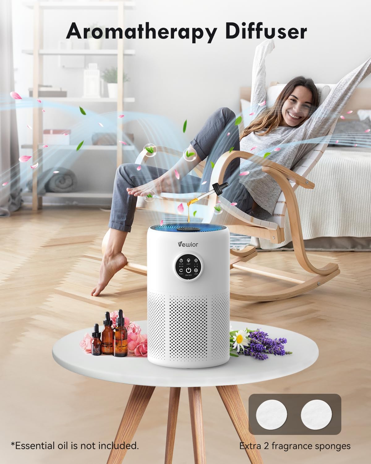 VEWIOR True HEPA Air Purifier for Large Rooms up to 1500 sq ft, White DEMO