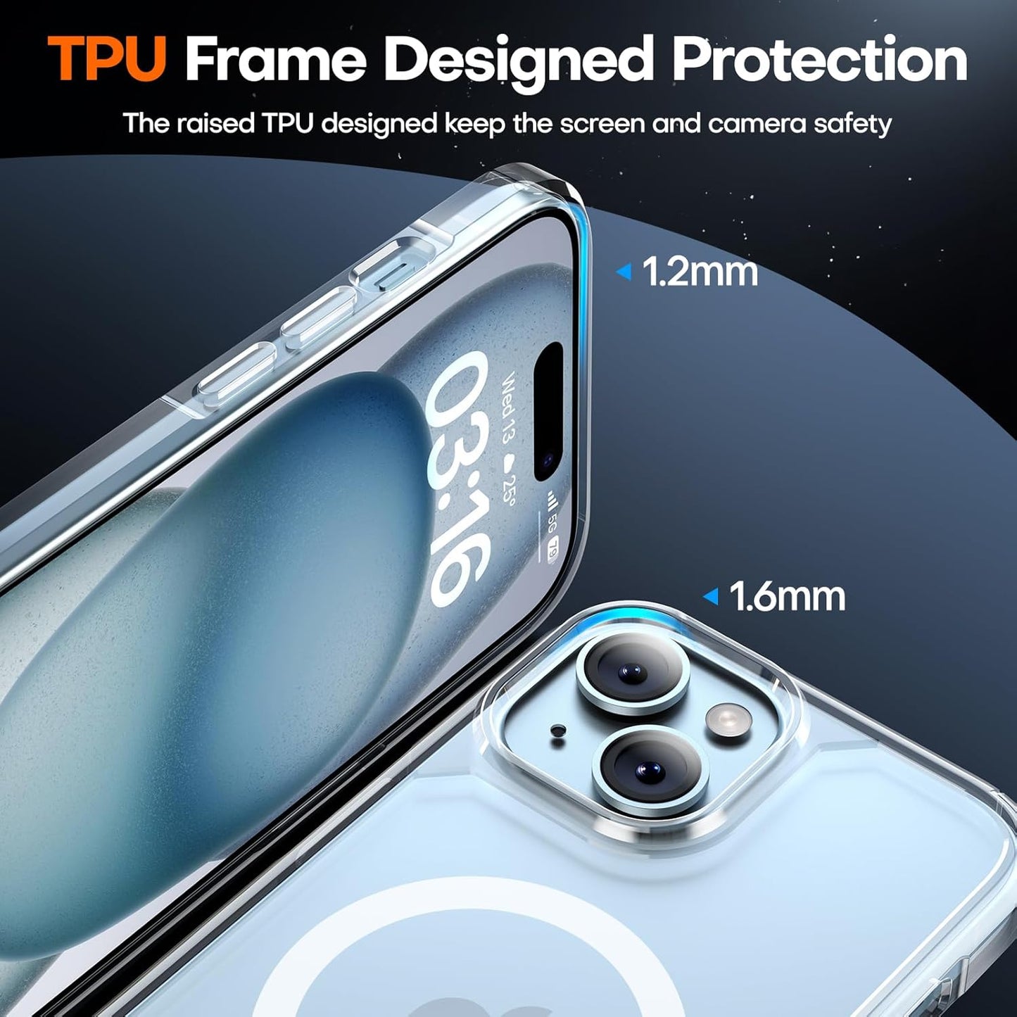 TAURI Clear Basic Cases Polycarbonate TPU Protective Case for iPhone 15 6.1 NEW