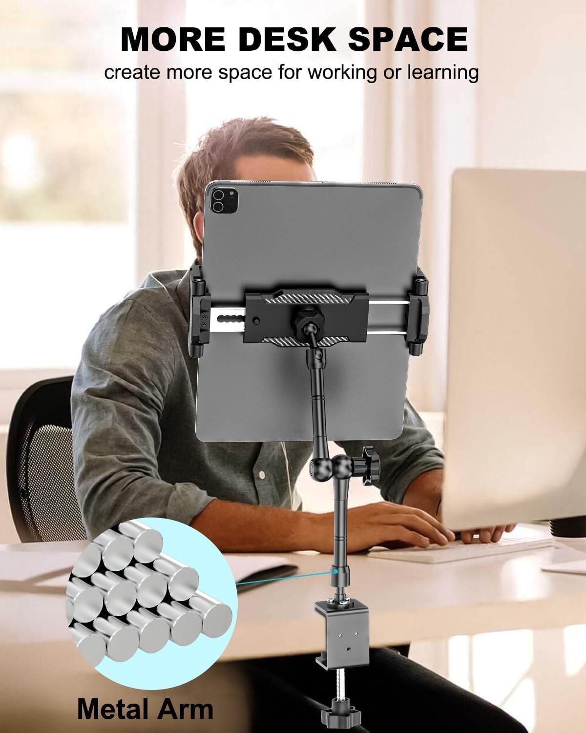 EXSHOW Adjustable Stands Metal Monitor Stand 360° Desk Mount for 15.6 Inch NEW