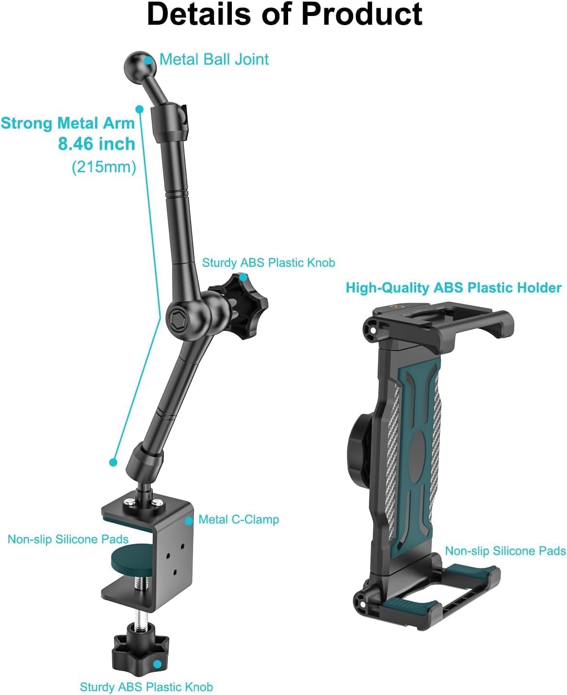 EXSHOW Adjustable Stands Metal Monitor Stand 360° Desk Mount for 15.6 Inch NEW