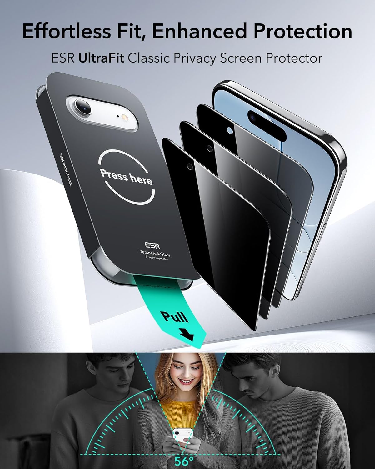 ESR Black Shatterproof Military Grade Screen Protector for iPhone Air NEW