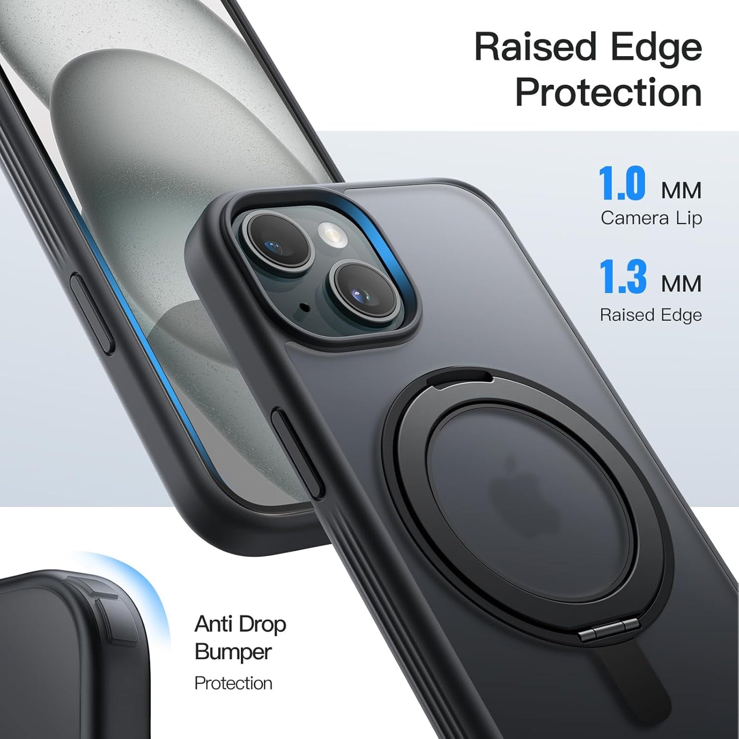 JETech 360° Rotatable Protective Phone Case for iPhone 15 6.1-Inch, Black NEW