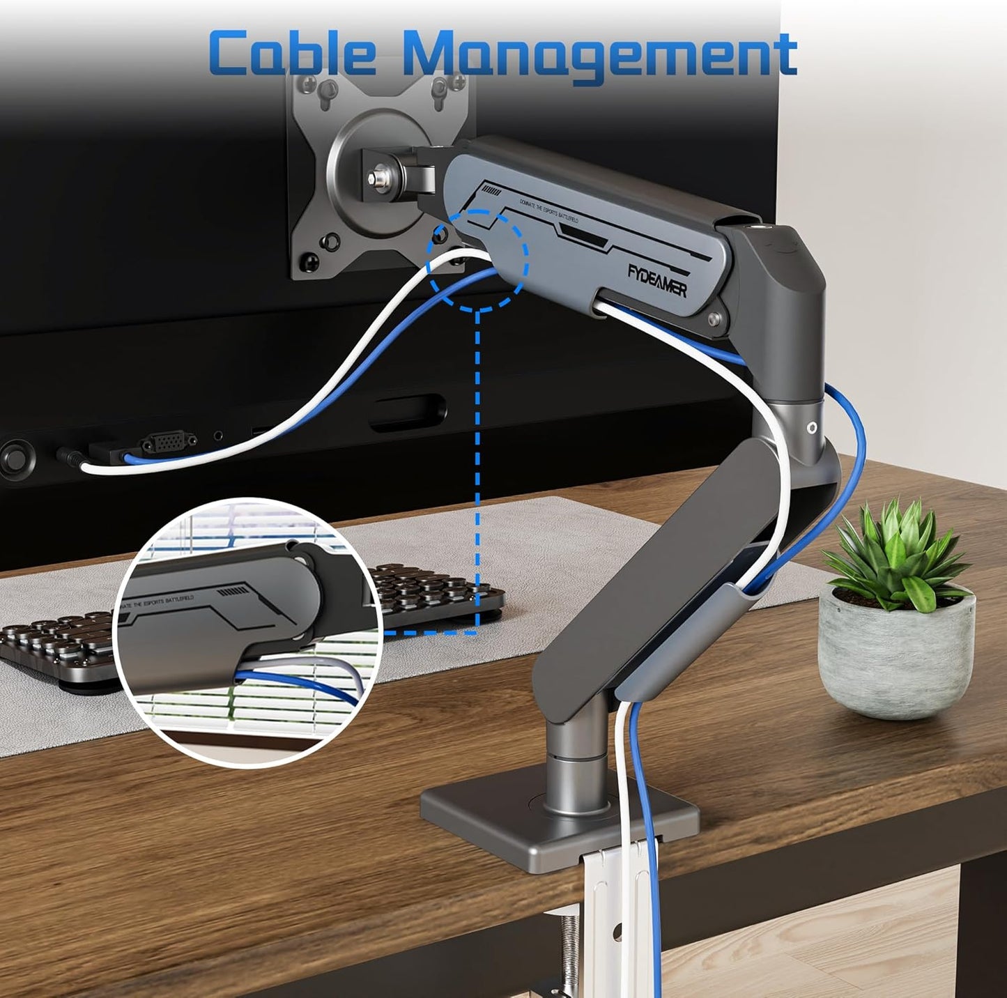 Fydeamer Heavy Duty Gas Spring Monitor Mount for 17-32 Inch Screens Black NEW