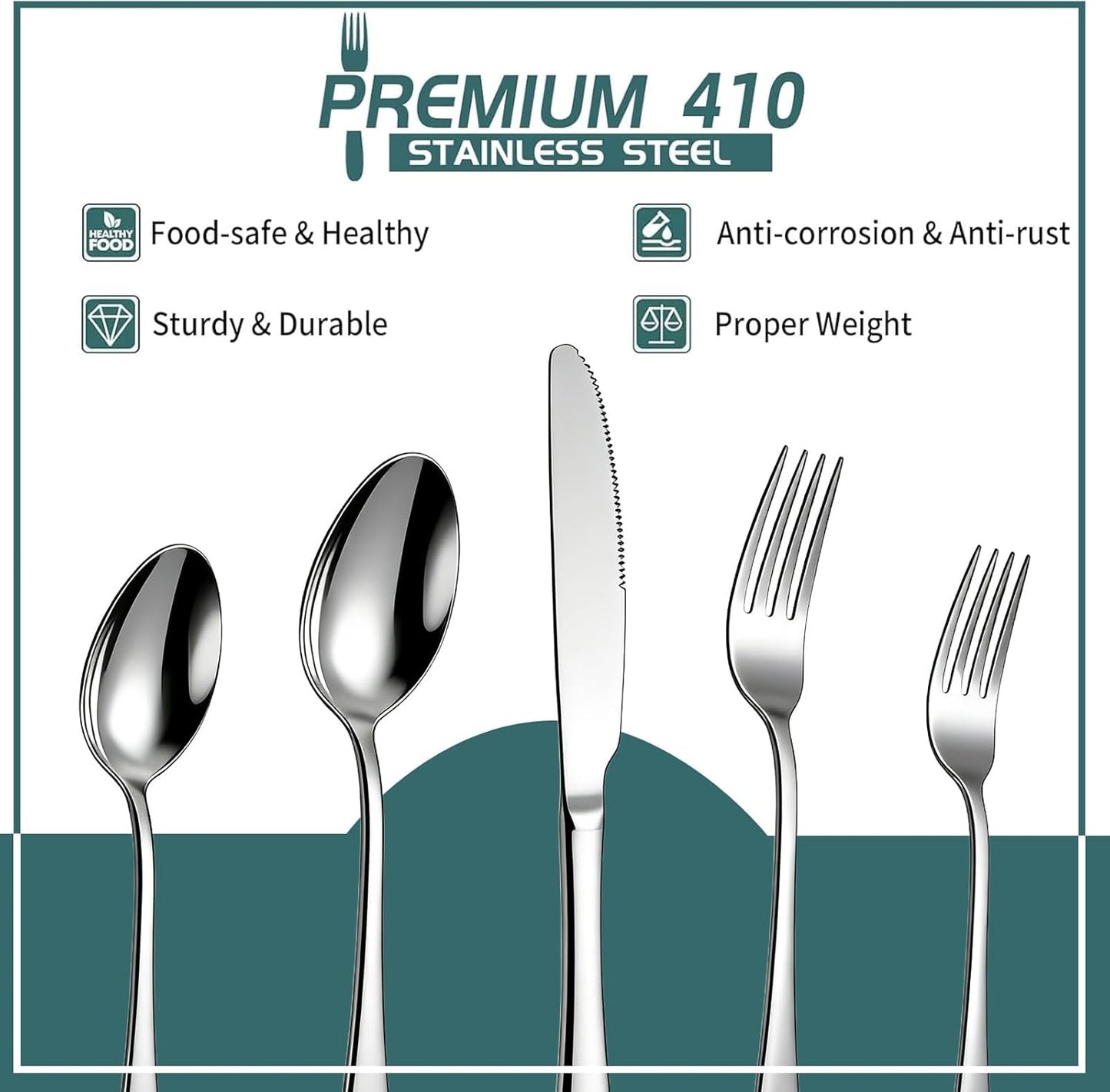 40-Piece Stainless Steel Flatware Set Service for 8 Cutlery Silver Standard NEW
