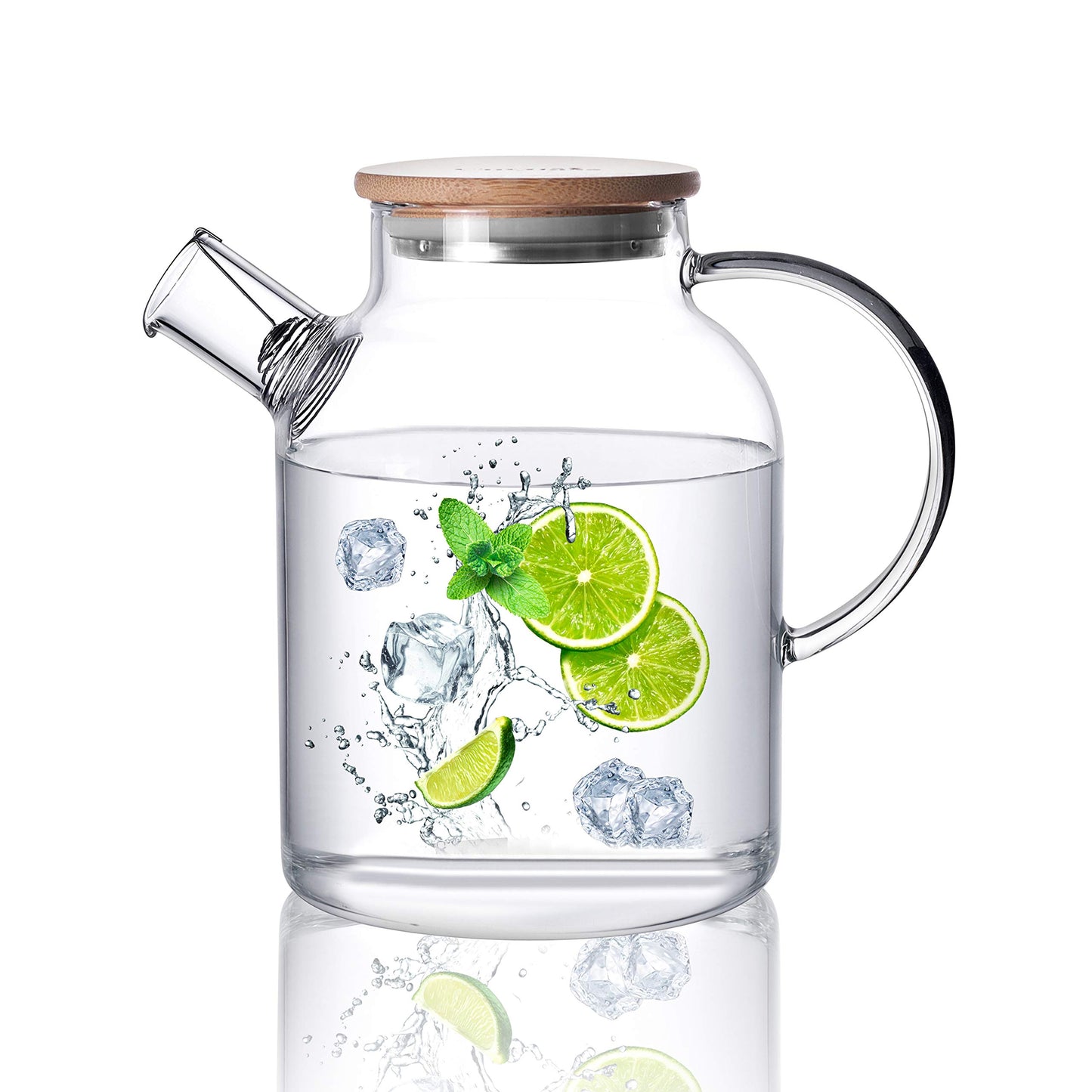 CNGLASS 50.7OZ/1500ml Stovetop Safe Glass Teapot with Removable Filter Size NEW