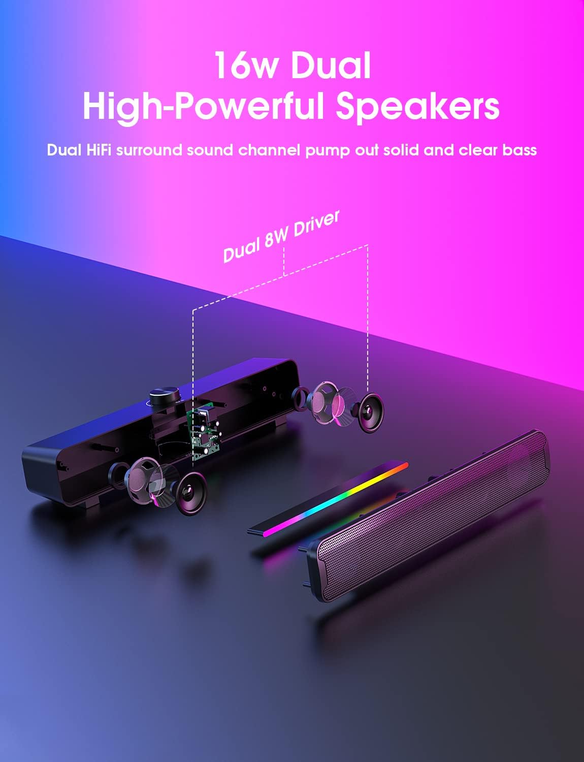 NOOTRY Bluetooth Soundbar Speakers with Dual HiFi Stereo & RGB Lighting DEMO