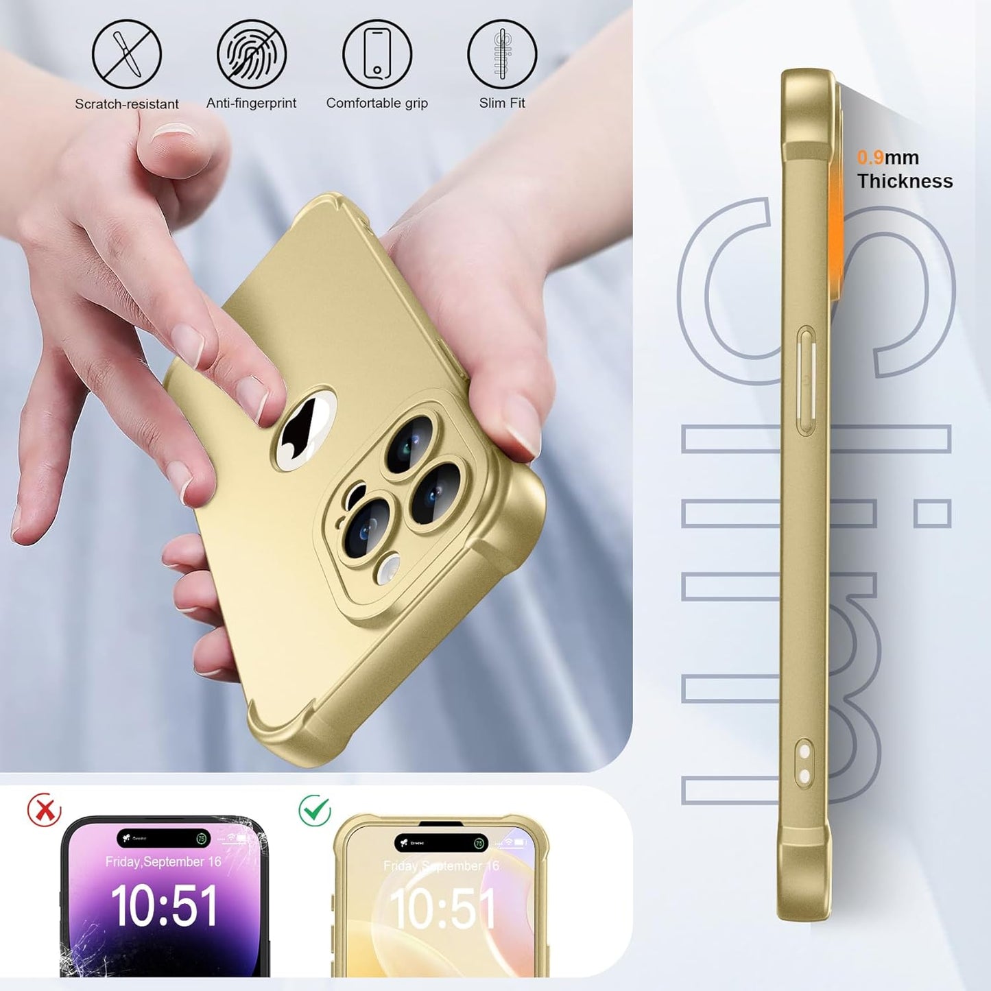 ORETECH Phone Case with Tempered Glass Screen Protector for iPhone 15 Pro NEW