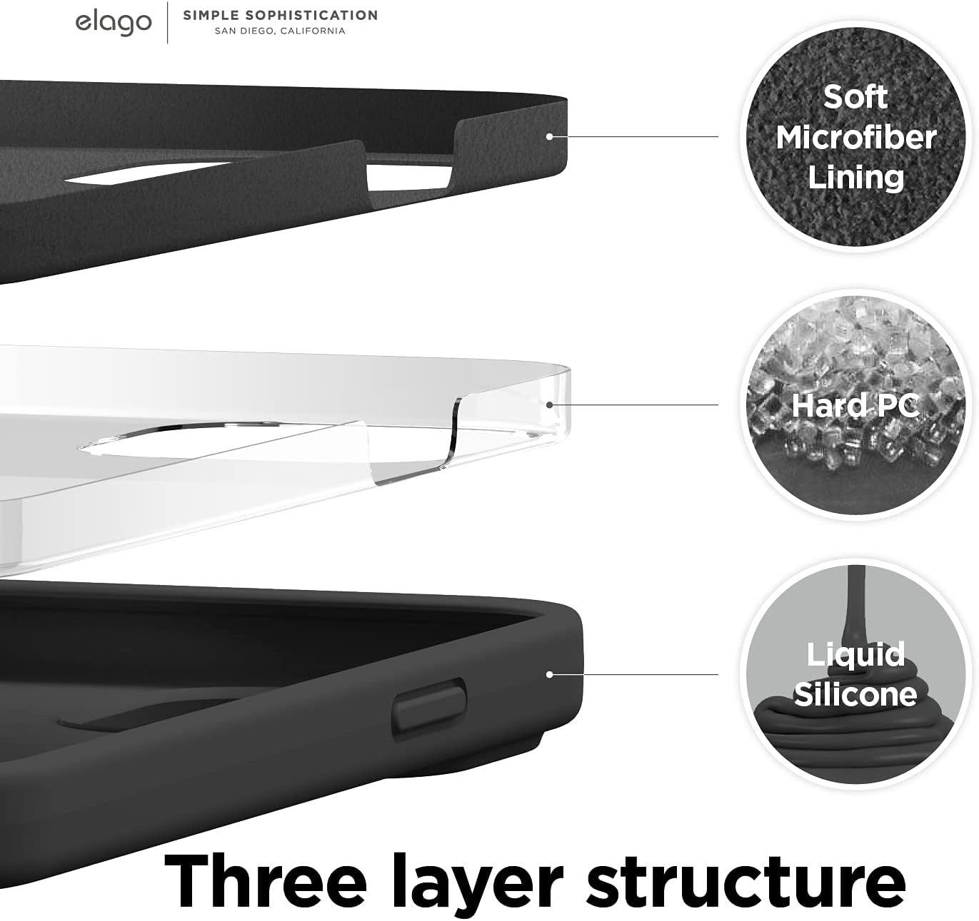 elago Liquid Silicone Phone Case for iPhone 13/14 Premium Protective Black NEW