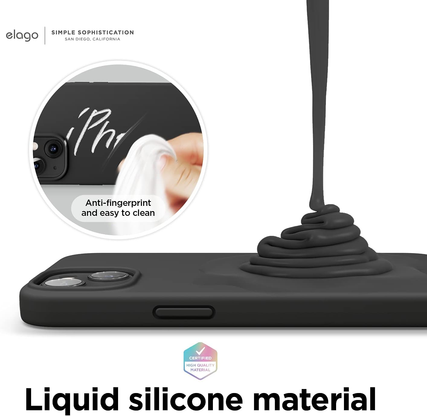 elago Liquid Silicone Phone Case for iPhone 13/14 Premium Protective Black NEW
