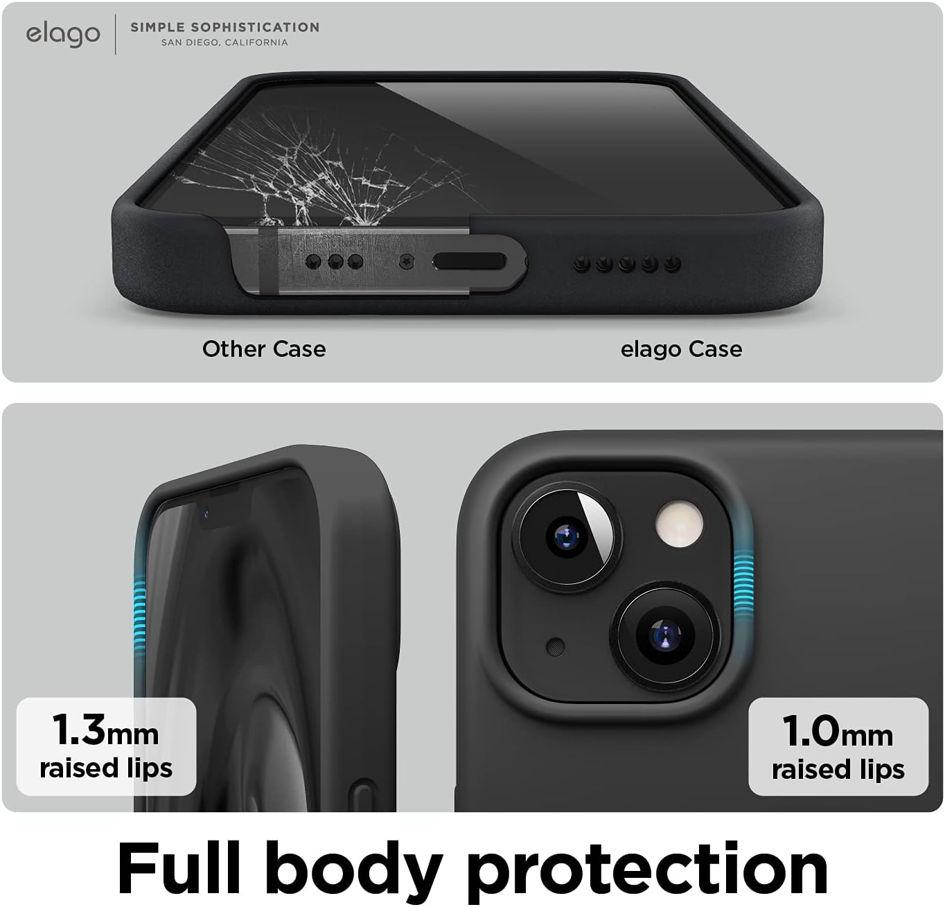 elago Liquid Silicone Phone Case for iPhone 13/14 Premium Protective Black NEW