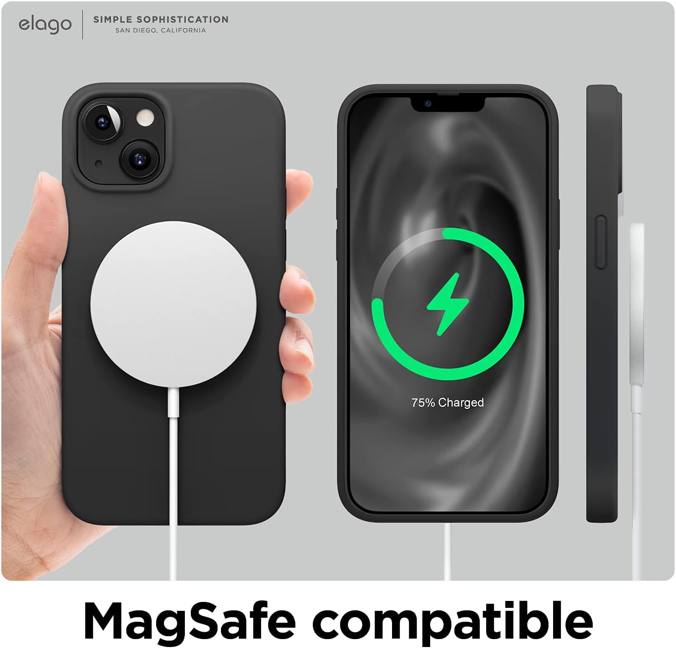 elago Liquid Silicone Phone Case for iPhone 13/14 Premium Protective Black NEW