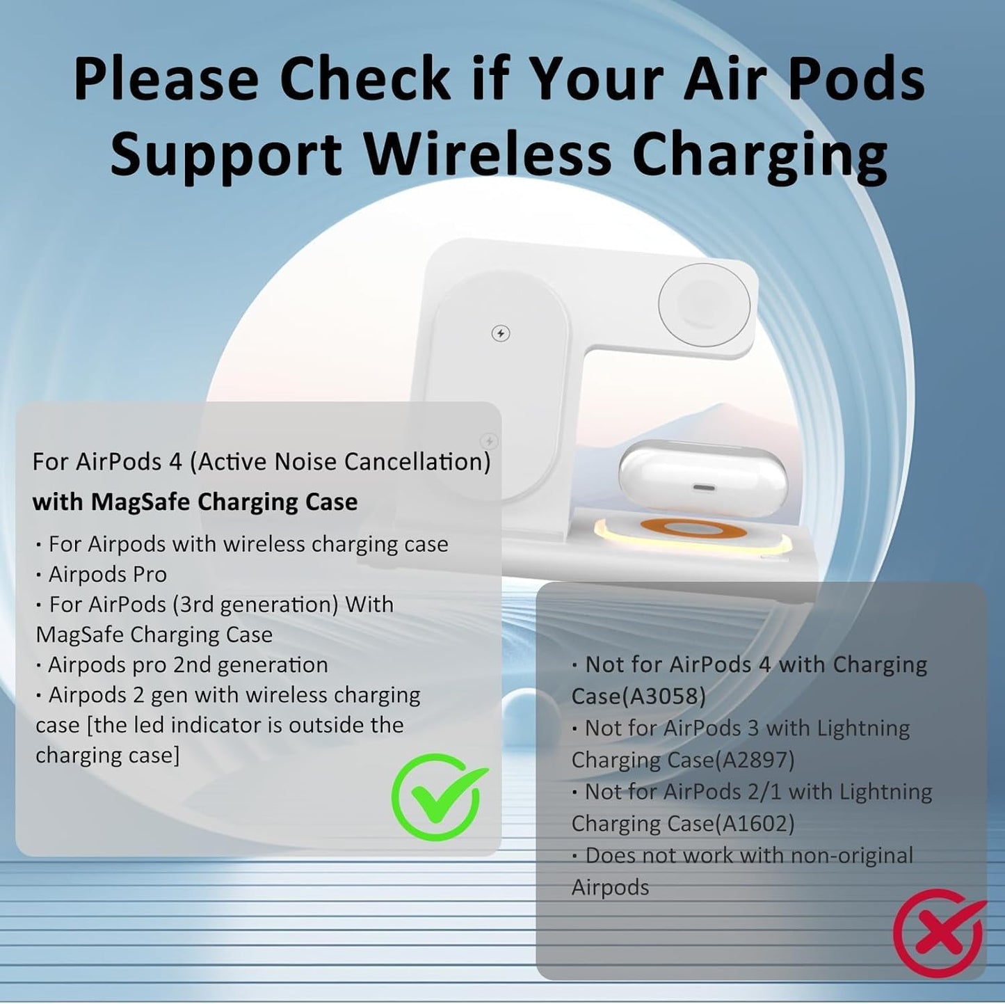 3-in-1 Foldable Fast Wireless Charging Station for iPhone Android Devices NEW