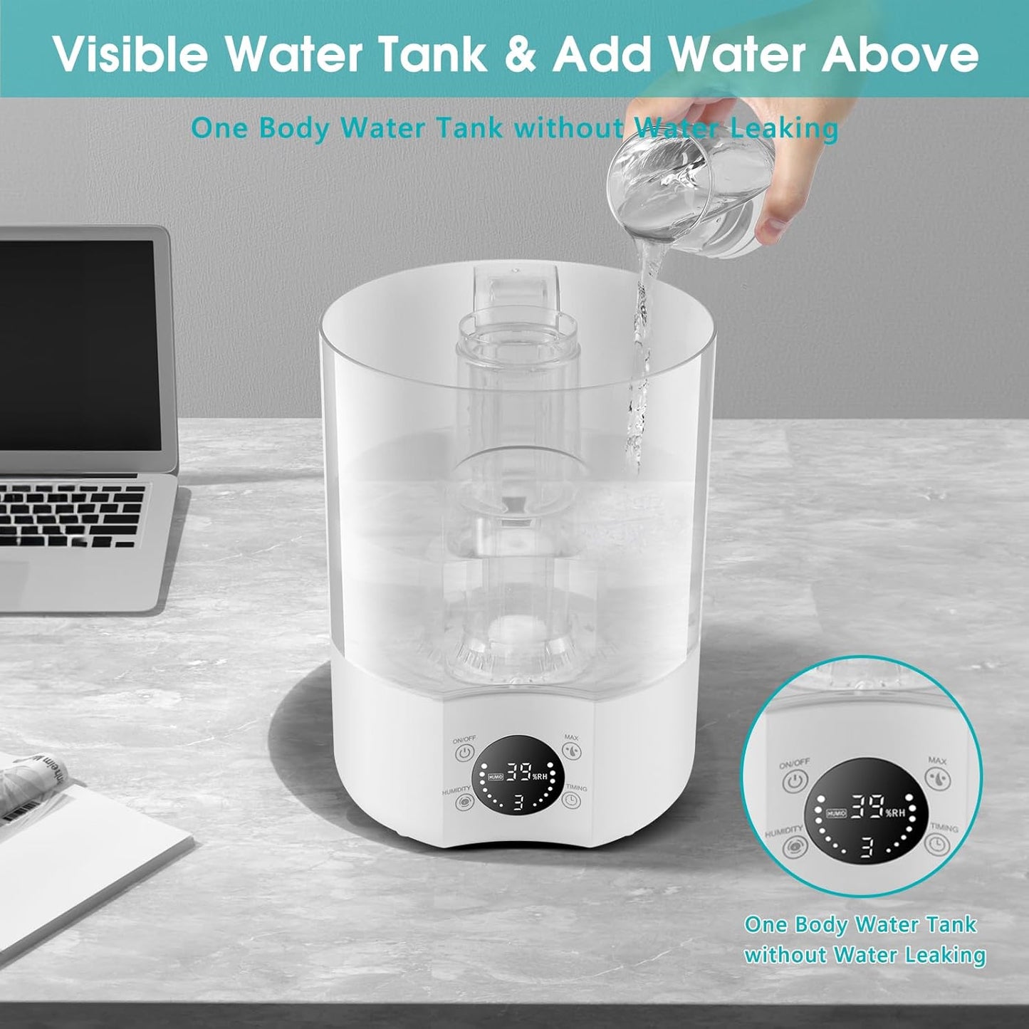 4L Ultrasonic Humidifiers Cool Mist Humidifier for Home, Quiet White Size 4L NEW