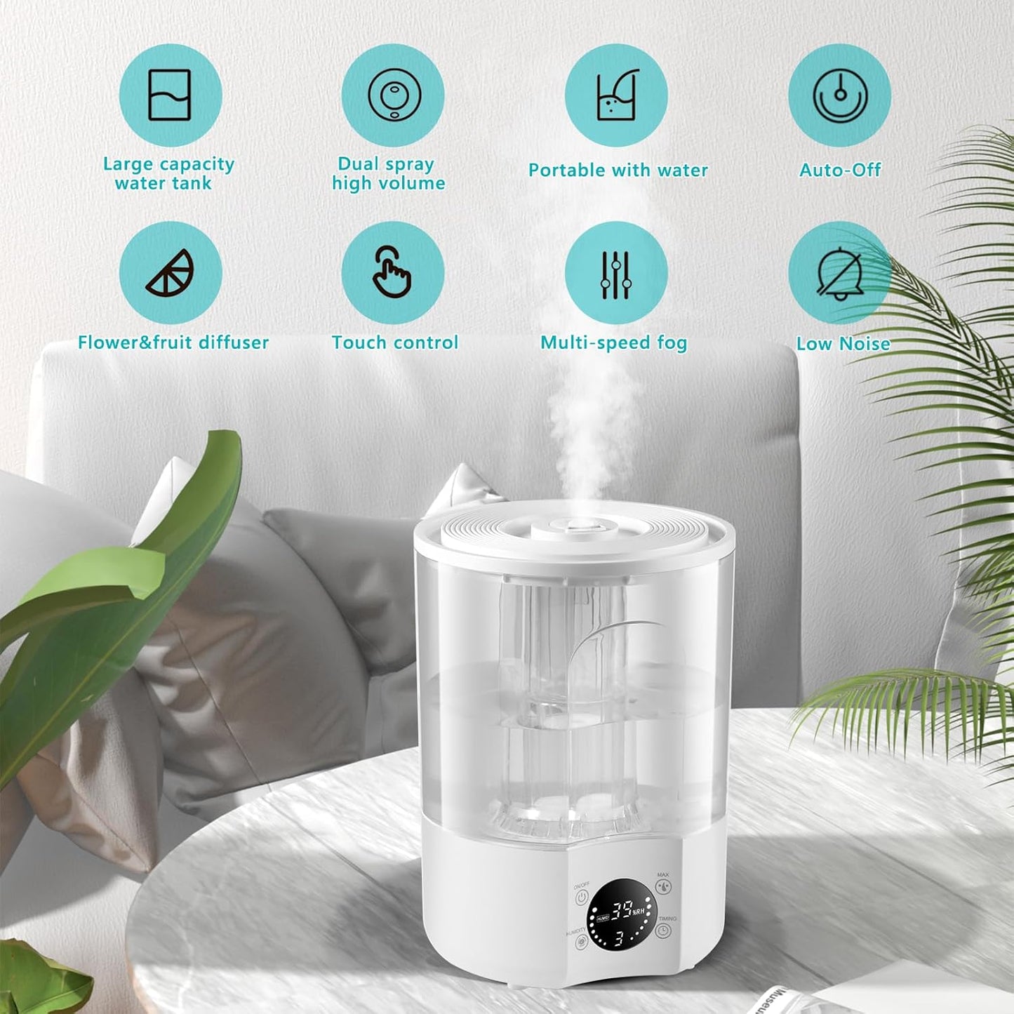 4L Ultrasonic Humidifiers Cool Mist Humidifier for Home, Quiet White Size 4L NEW