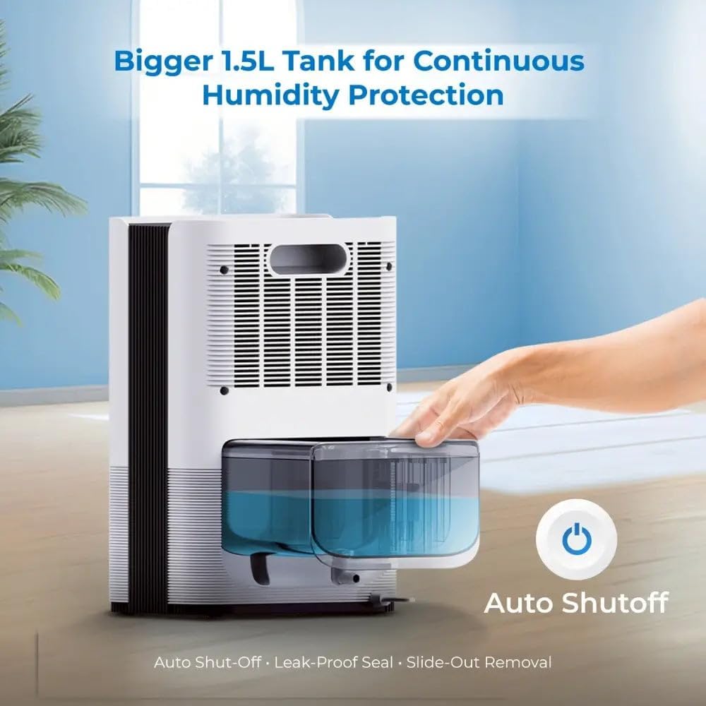 HOVEROO 1000ML Air Purifier & Dehumidifier for Home Damp Control, White NEW