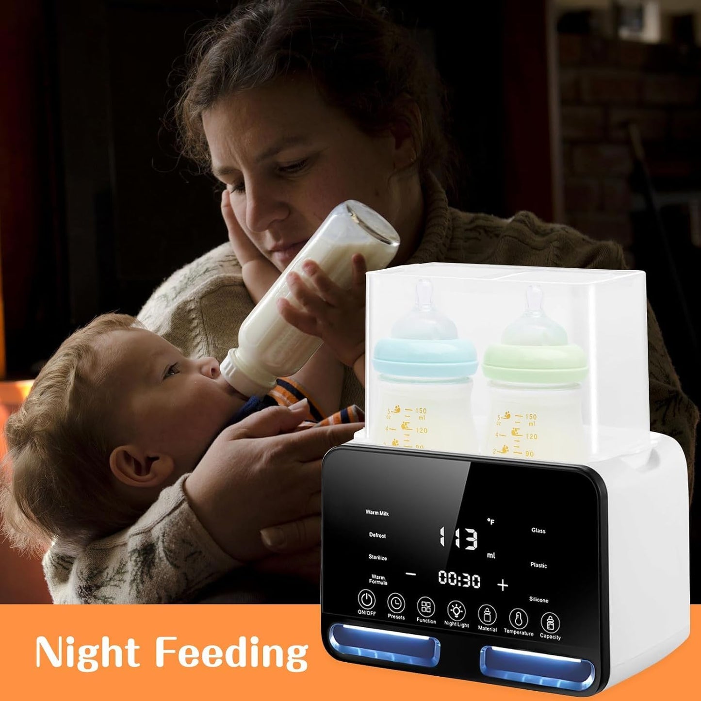 Double Bottle Warmer and Sterilizer for Baby Bottles, Milk - White DEMO